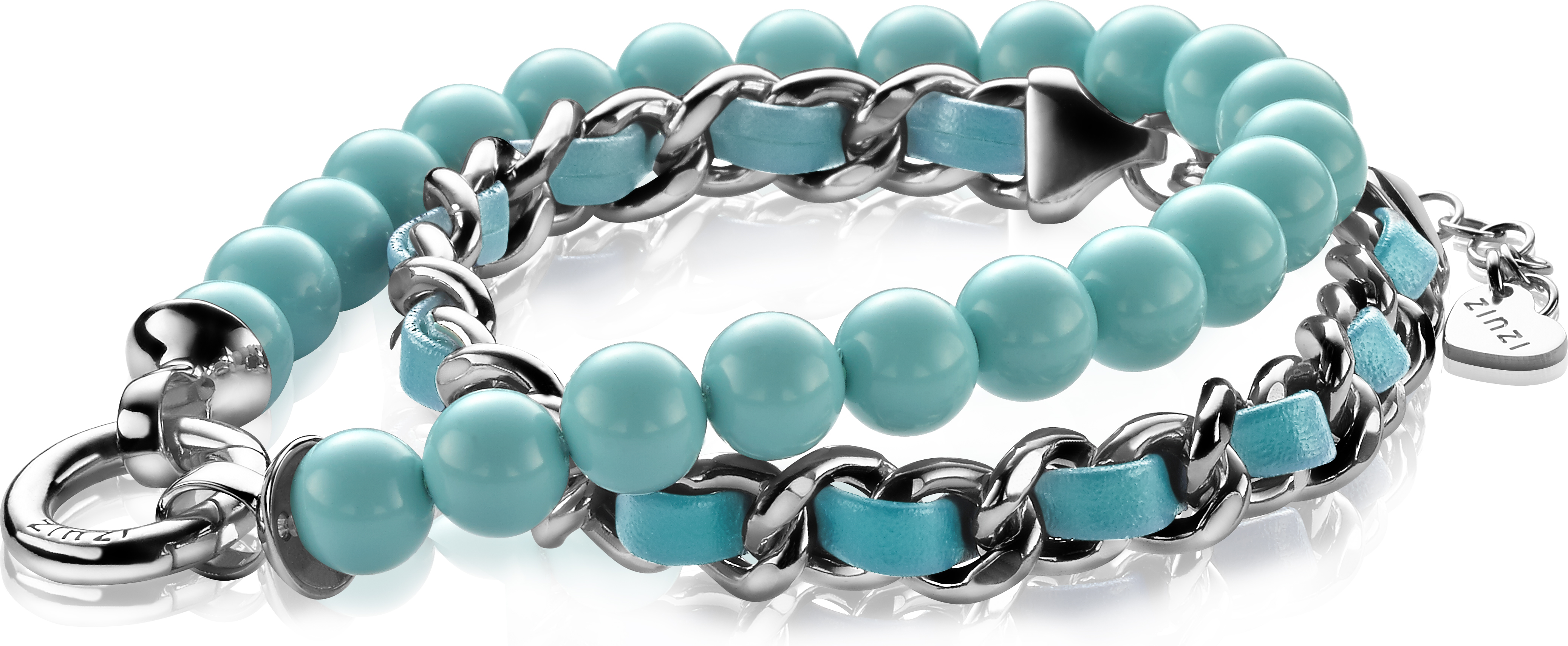 Zinzi zilveren parelarmband turquoise met sluiting 20cm ZIA401T-S