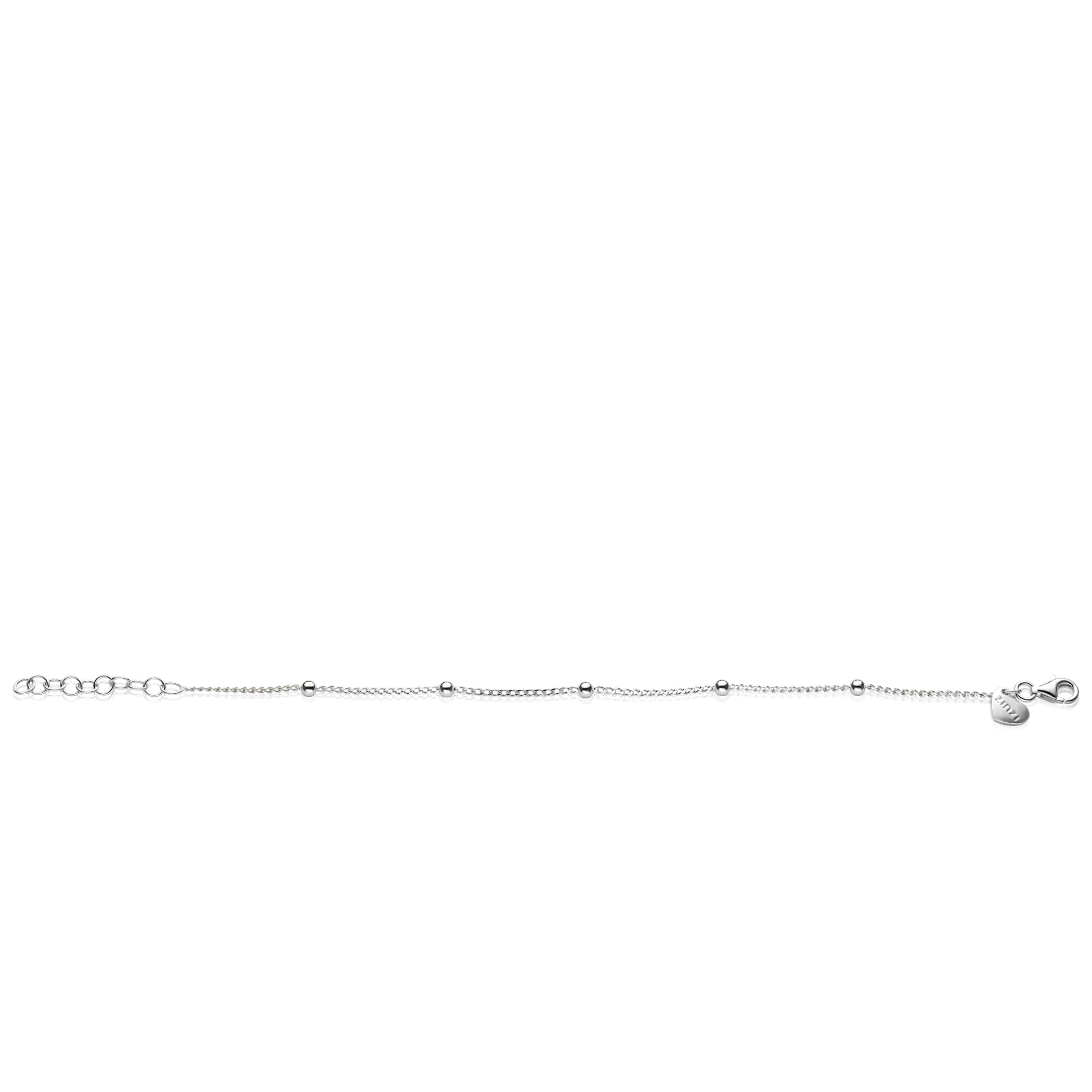 ZINZI zilveren gourmet schakelarmband met vijf glanzende bolletjes (3mm breed) ZIA2714