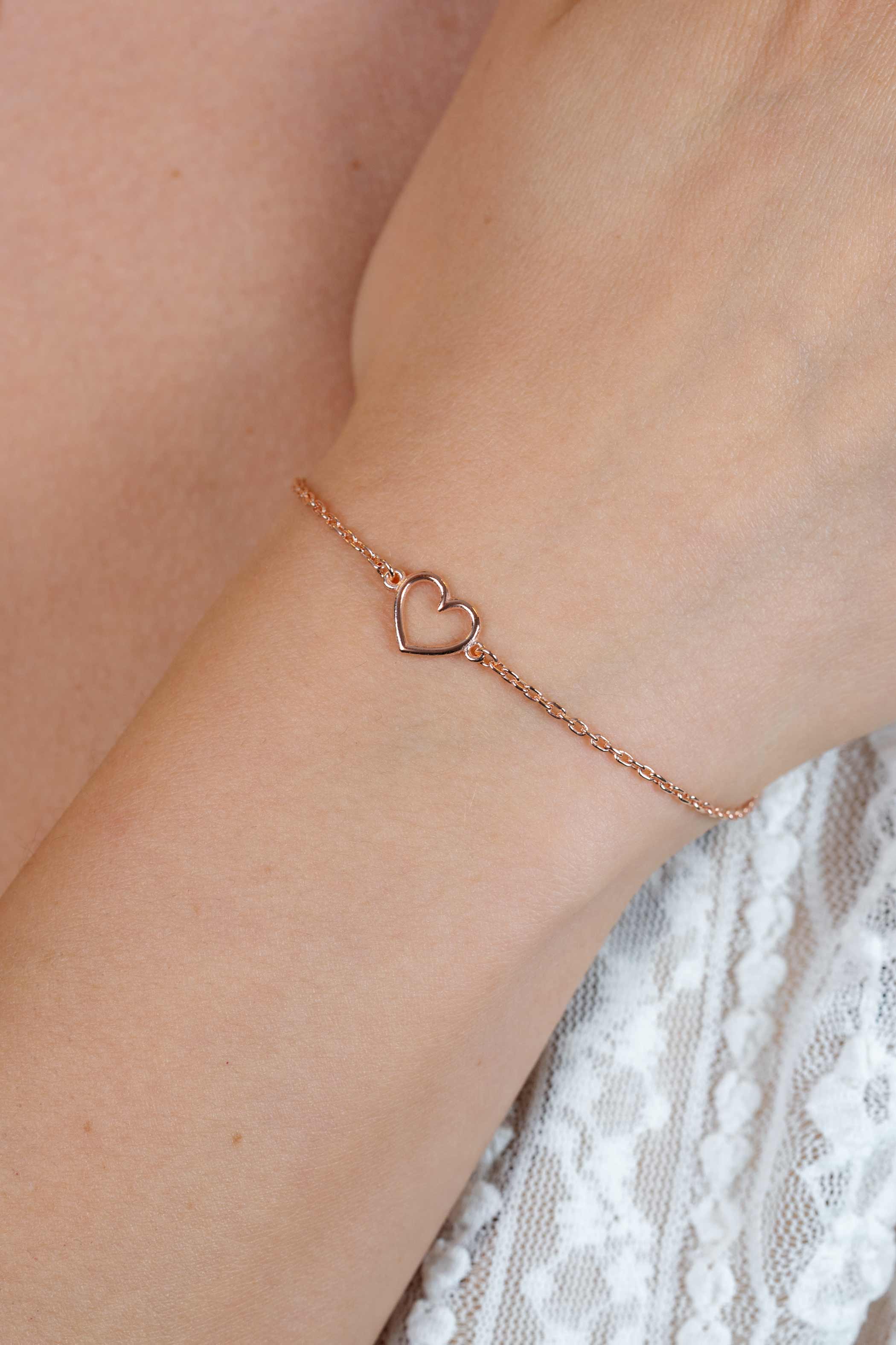 ZINZI zilveren armband rosé verguld met open hartje ZIA1420R