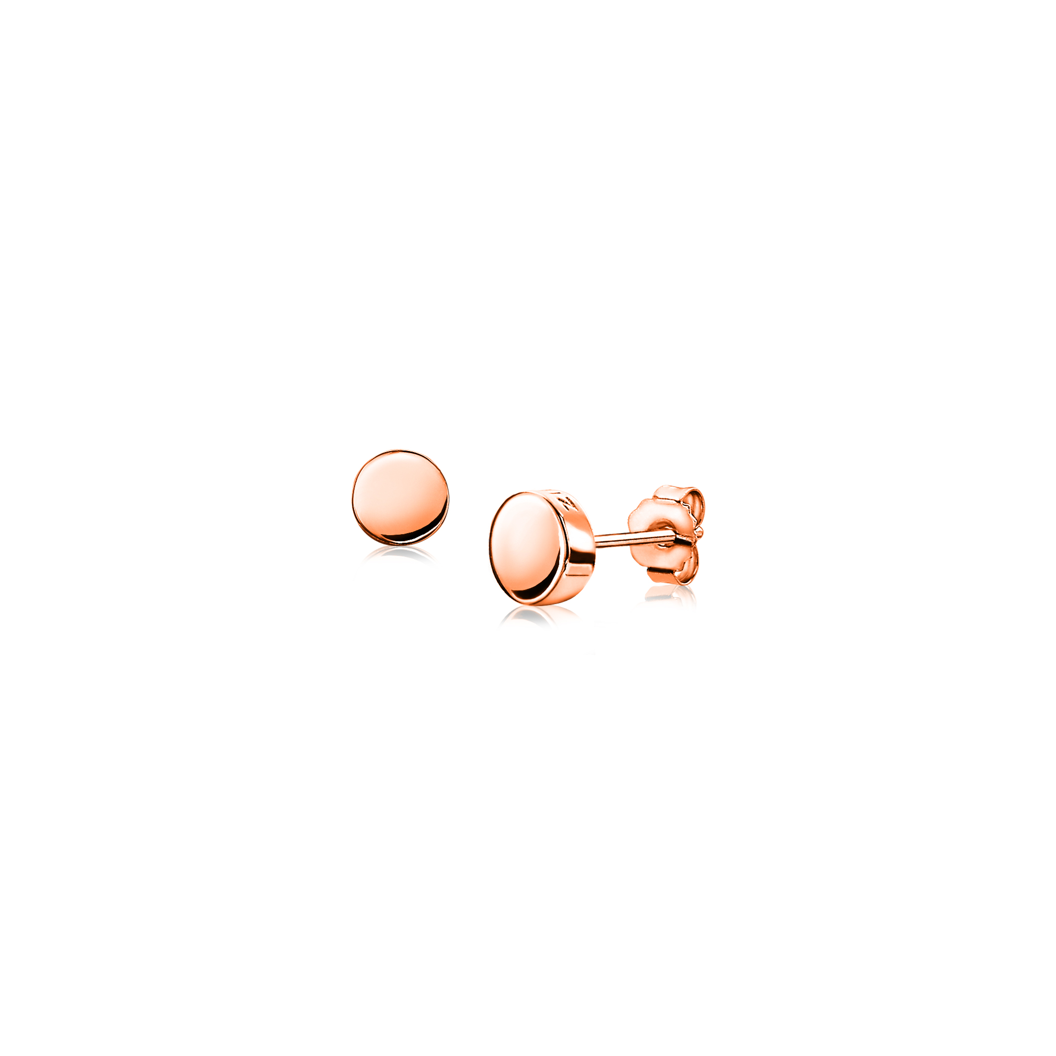 ZINZI zilveren oorknoppen rosé verguld glad rond 6mm ZIO1376R