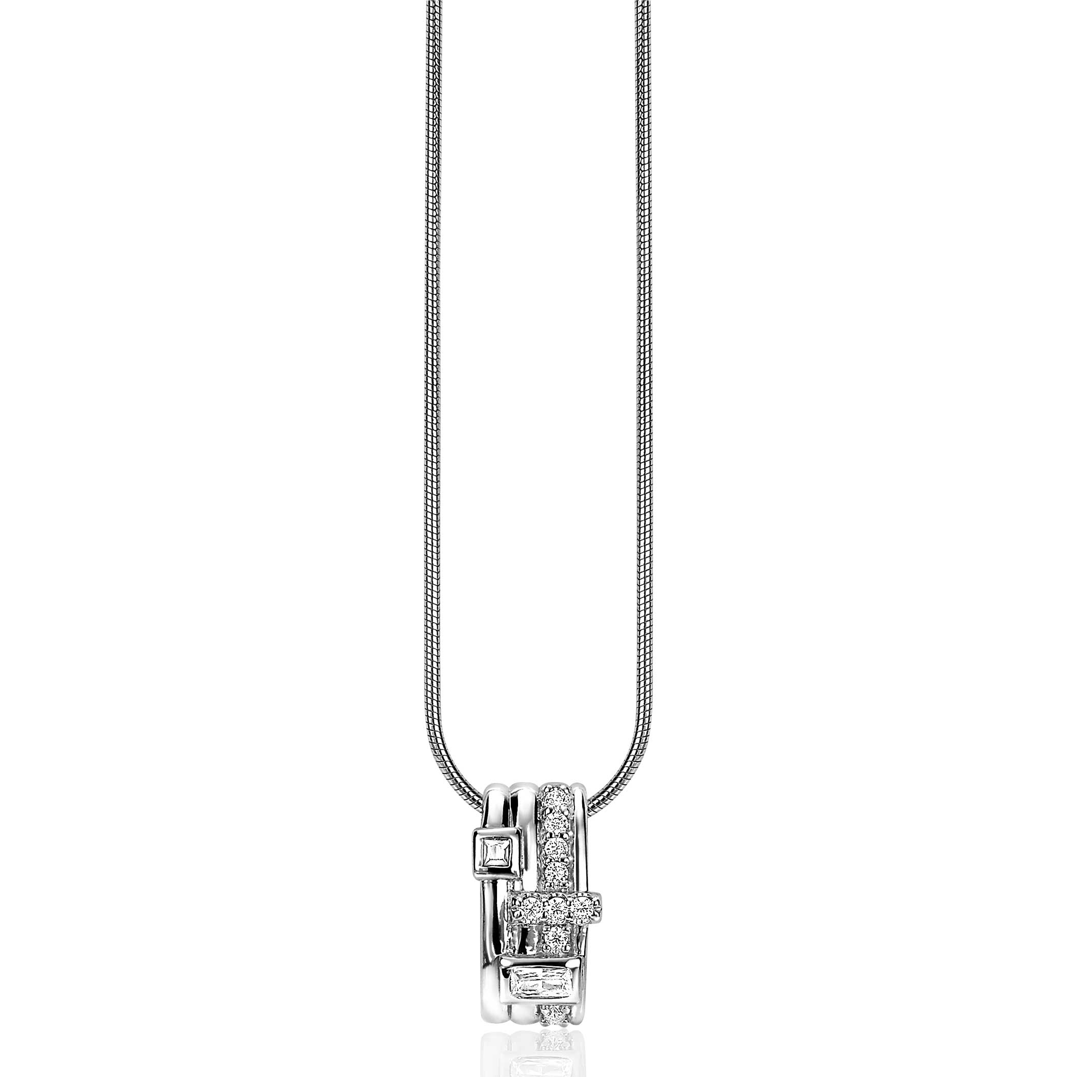 ZINZI zilveren schitterende hanger 16mm bezet met diverse witte zirconia's ZIH2012 (zonder collier)