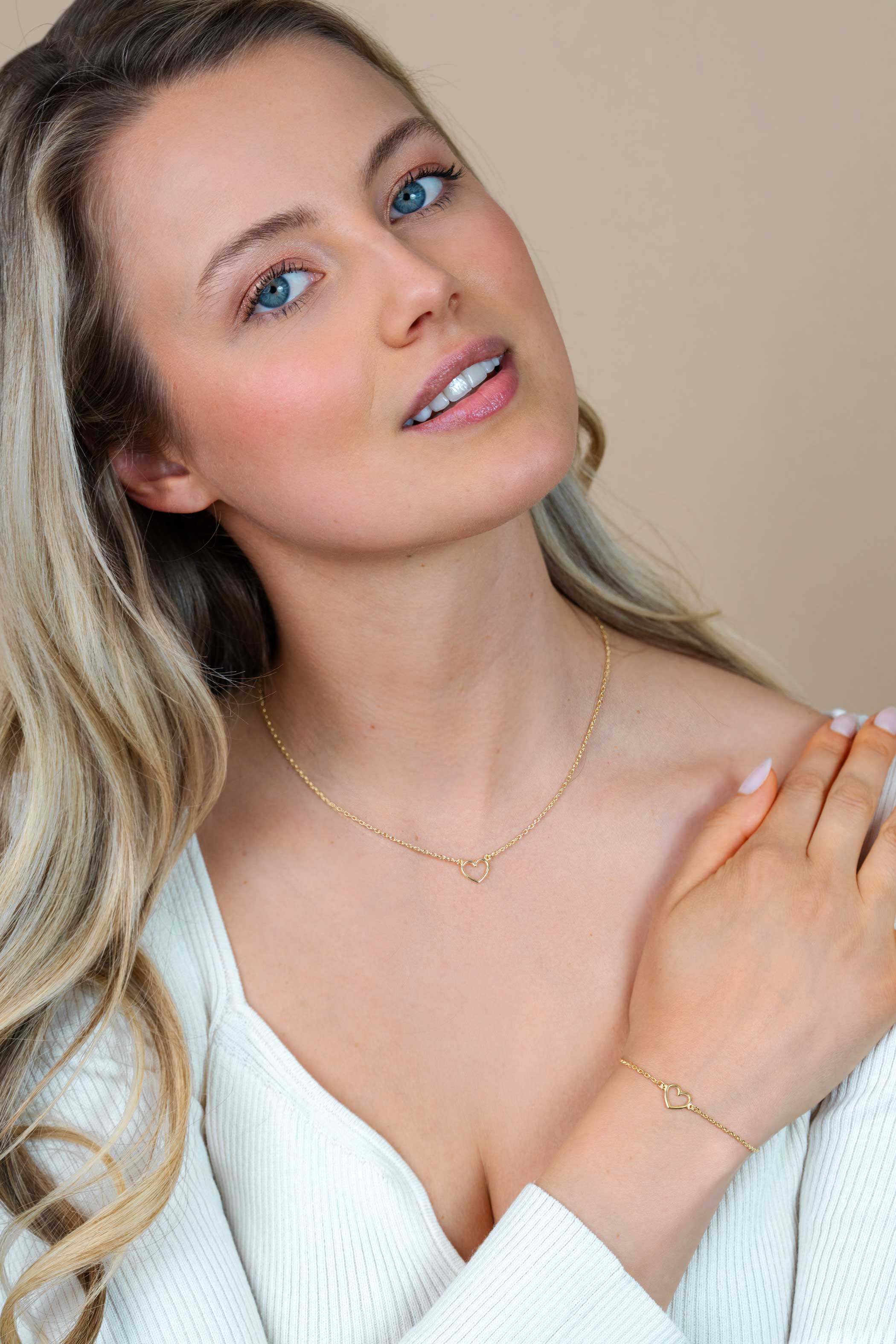 ZINZI zilveren armband geel verguld met open hartje ZIA1420G