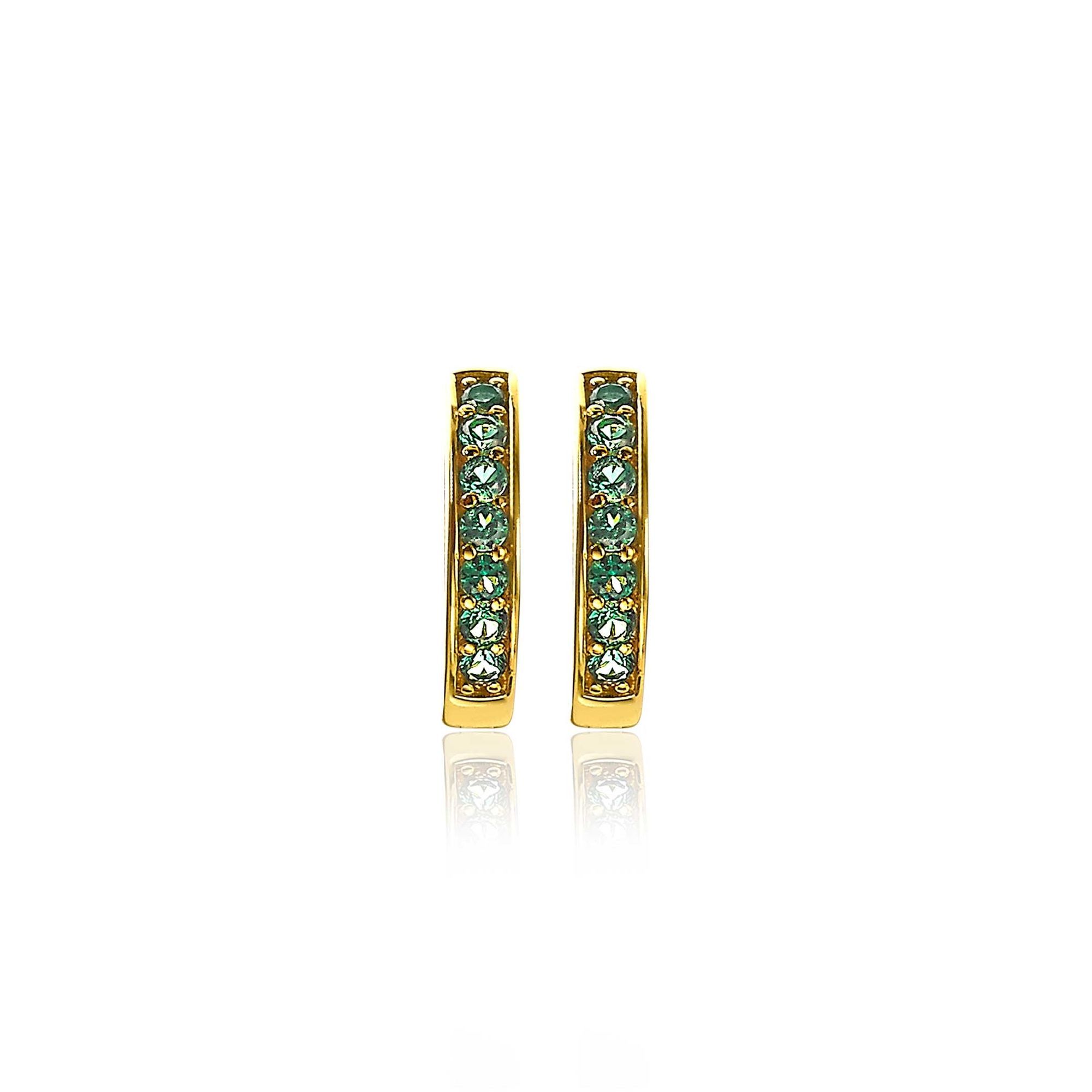Zinzi zilveren oorringen geelverguld 15 x 3mm groen ZIO191GG