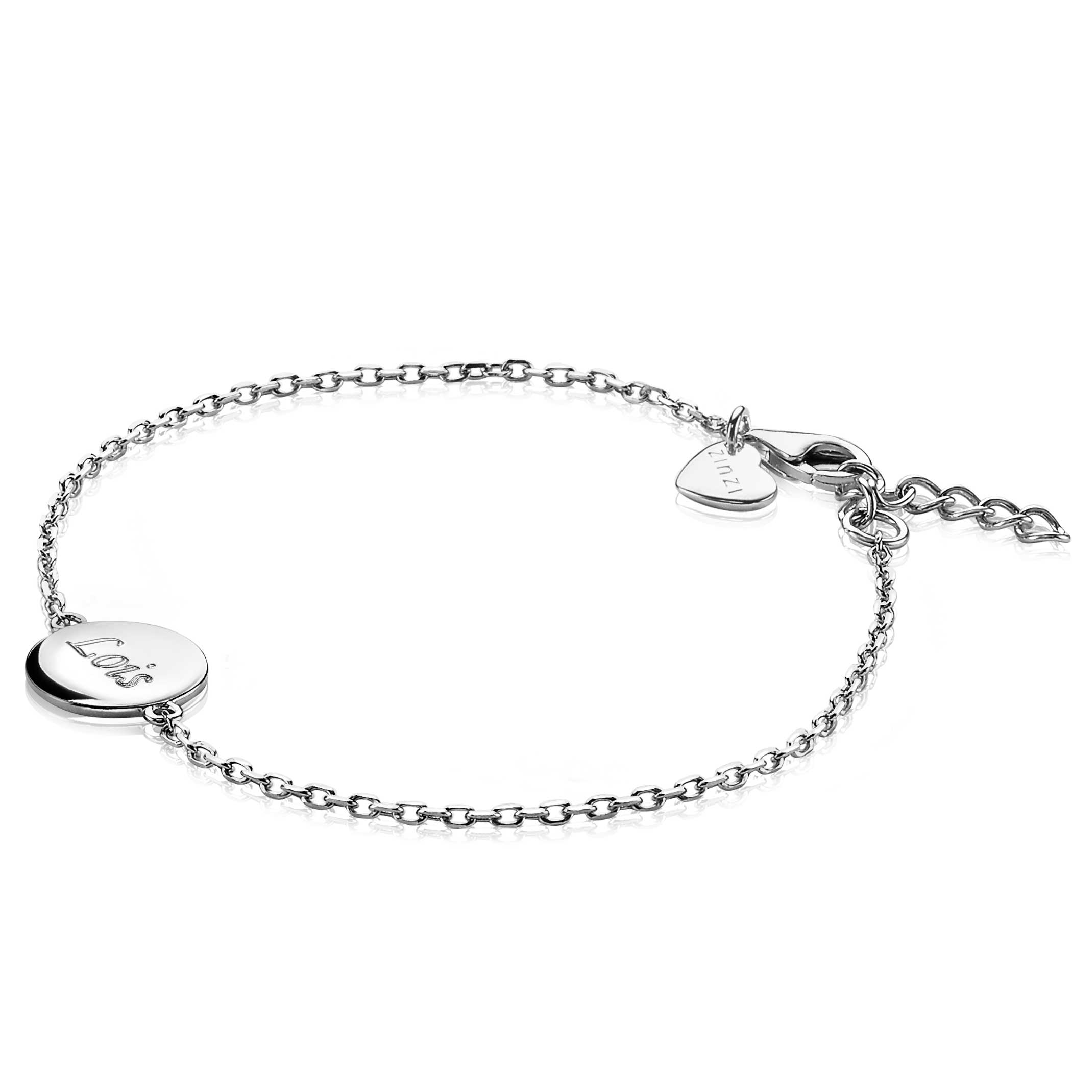 ZINZI zilveren armband met rond plaatje 15mm om te graveren 17-20cm ZIA2345