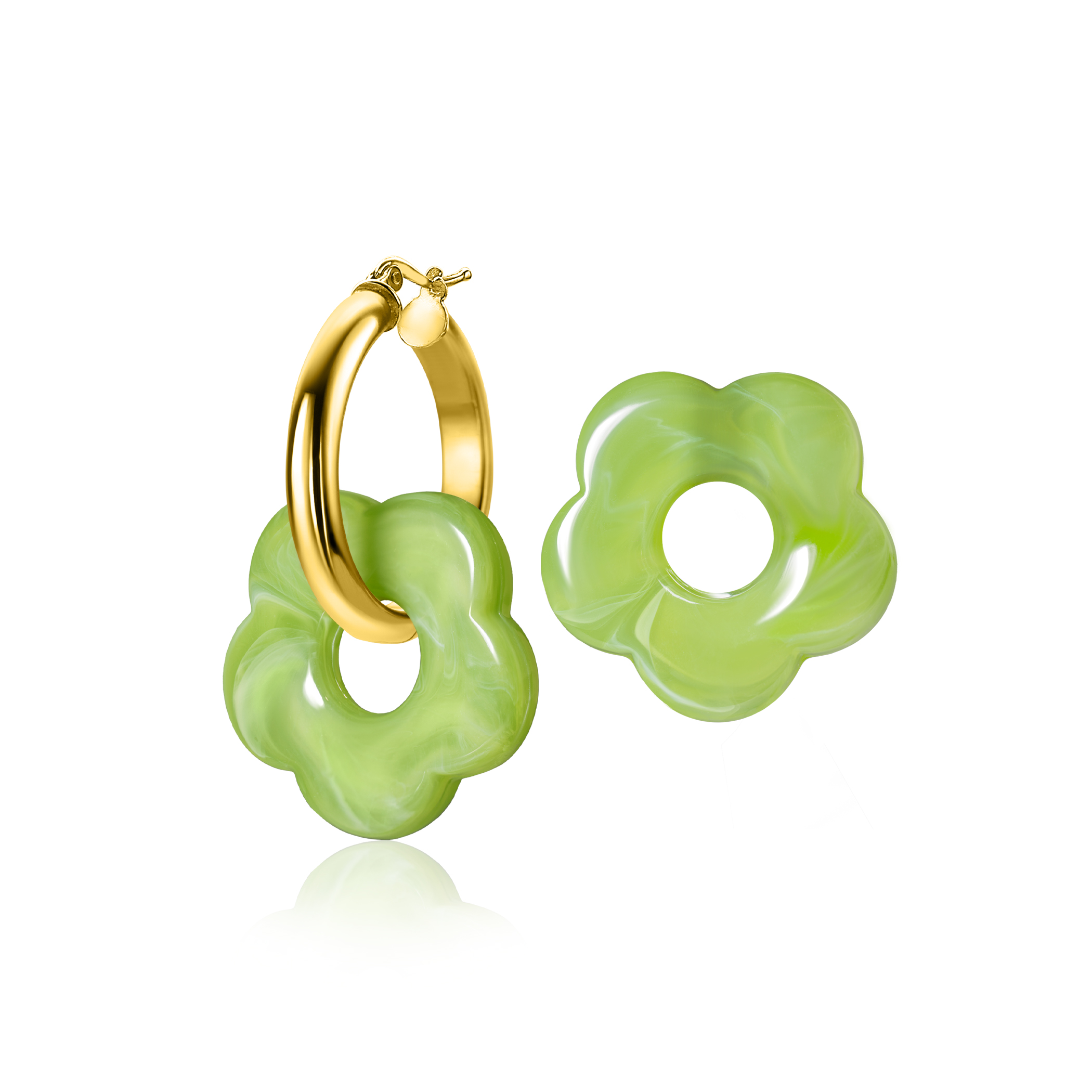 26mm oorbedels bloem lichtgroen kunststof ZICH2720GA