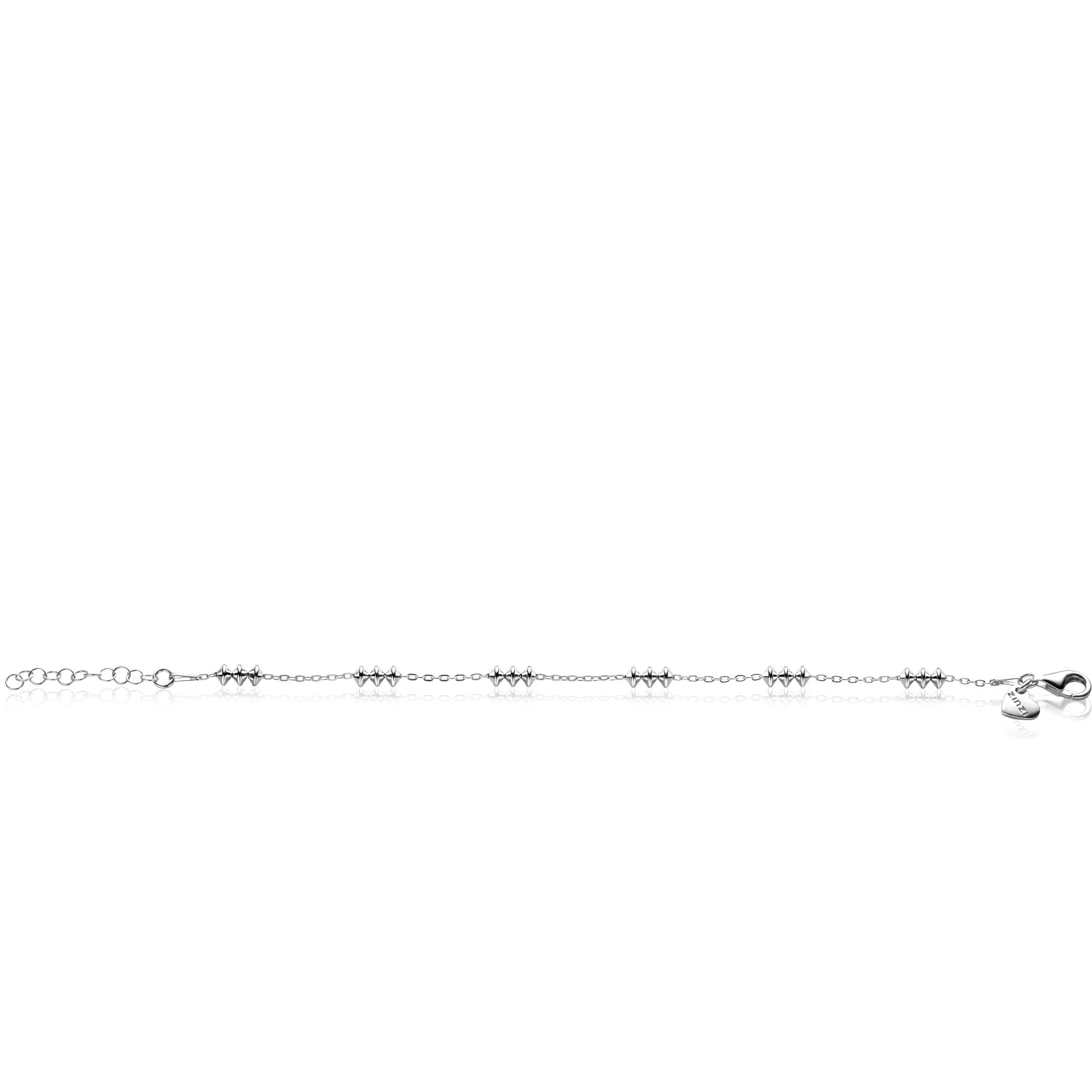 ZINZI zilveren fantasie armband met ankerschakels en tol-vormige elementen 16,5-19,5cm ZIA2537