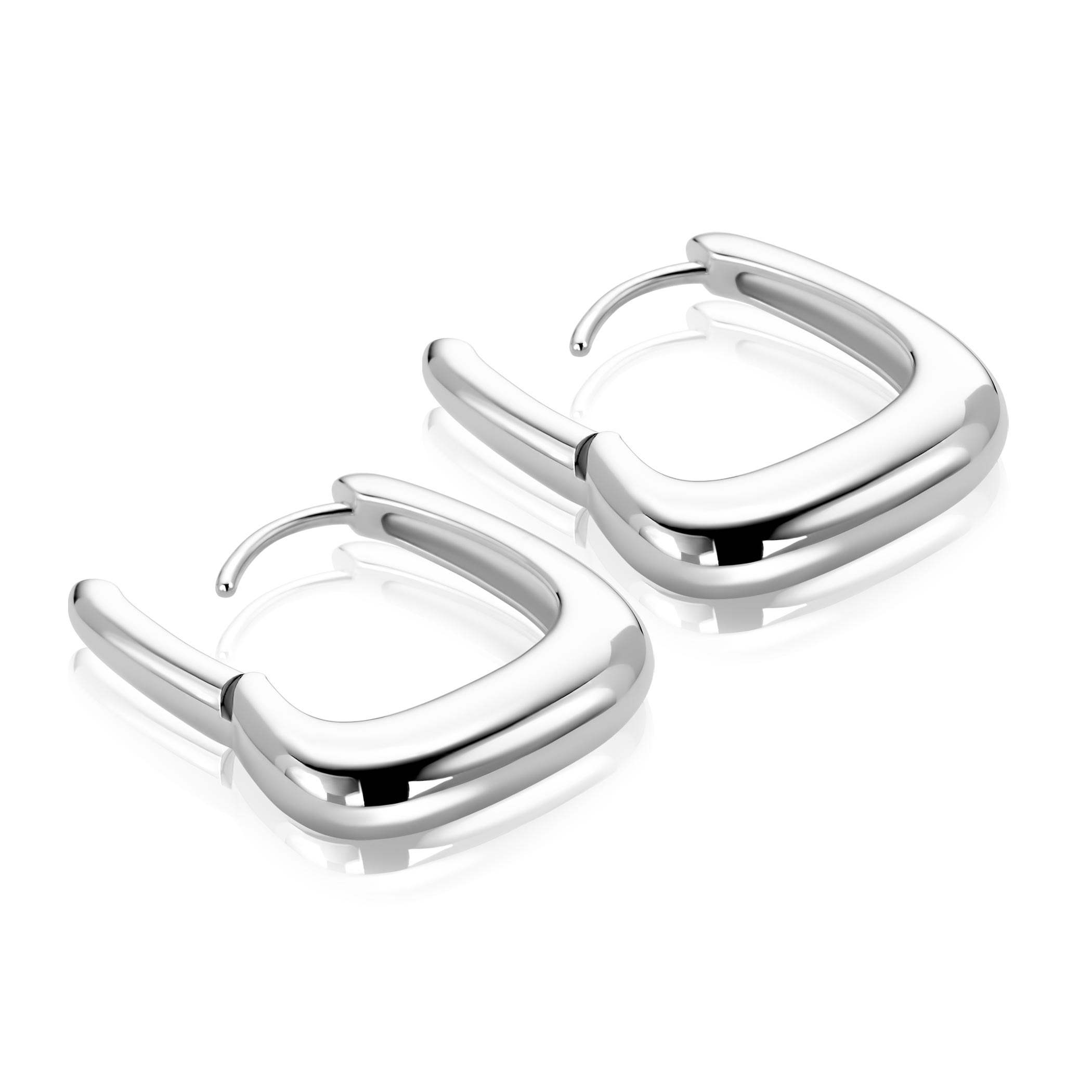 21mm ZINZI zilveren oorringen glad in een trendy tasvorm met luxe klapsluiting ZIO2805