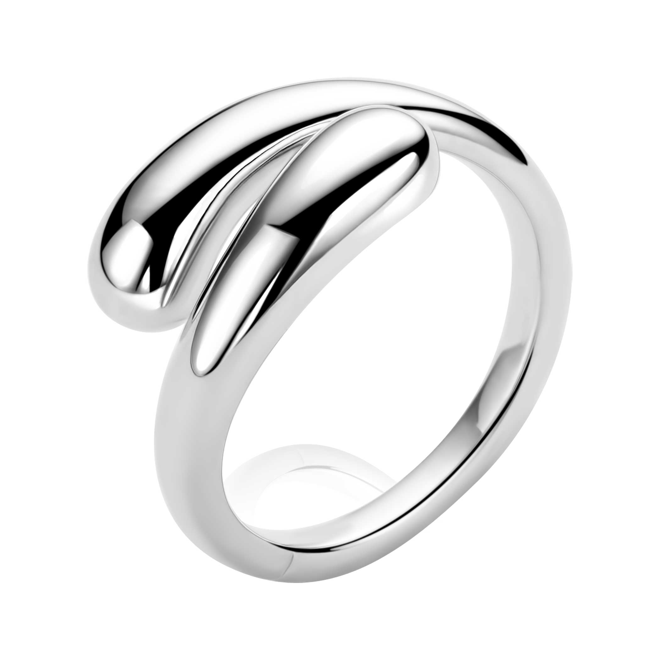 ZINZI zilveren gladde ring met twee druppelvormen 10mm breed ZIR2840