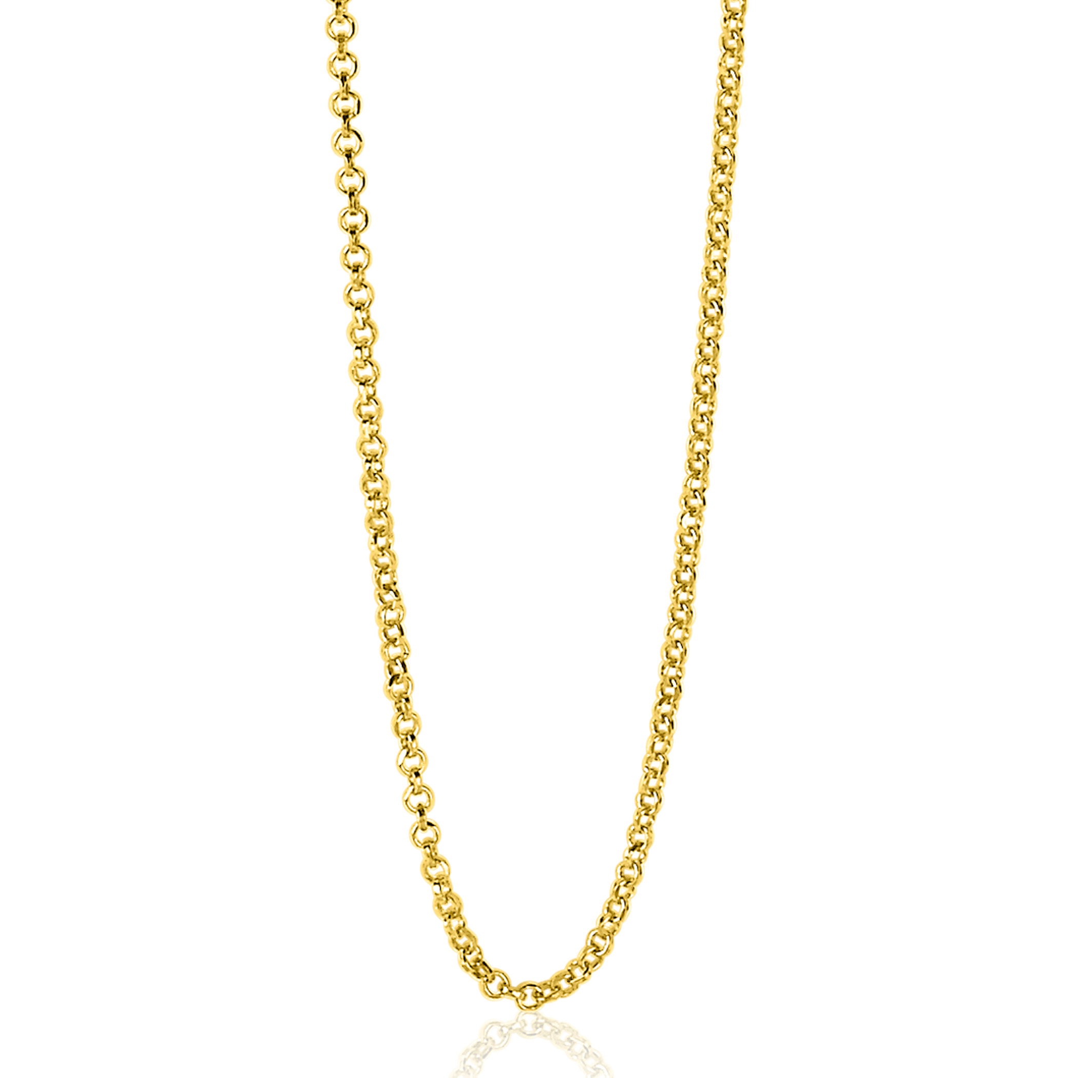 60cm ZINZI zilveren jasseron ketting geel verguld ZILC-J60G