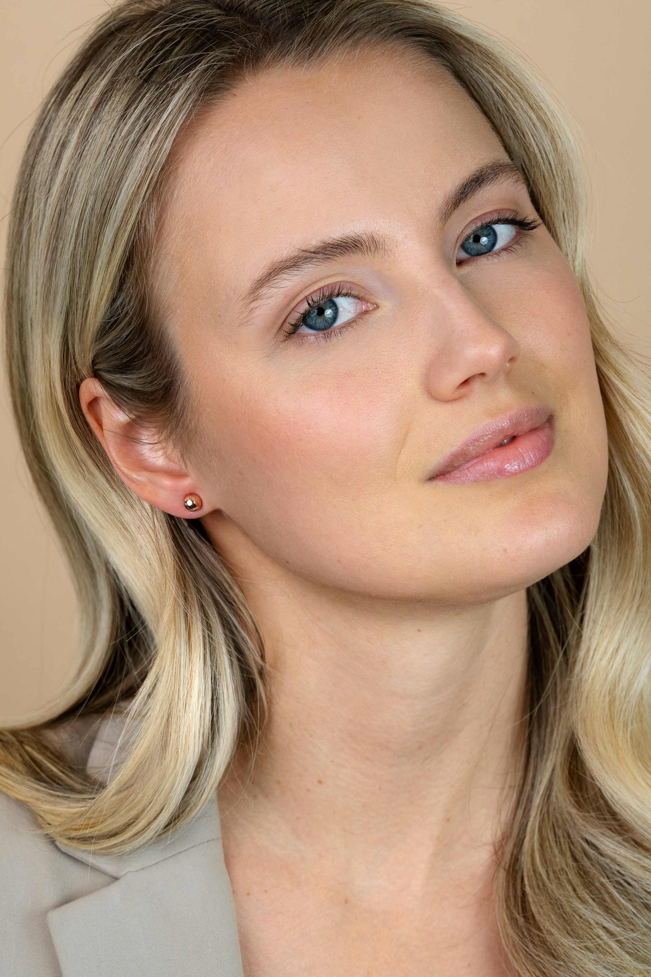 ZINZI zilveren oorstekers rosé verguld glad bol 5mm ZIO807R