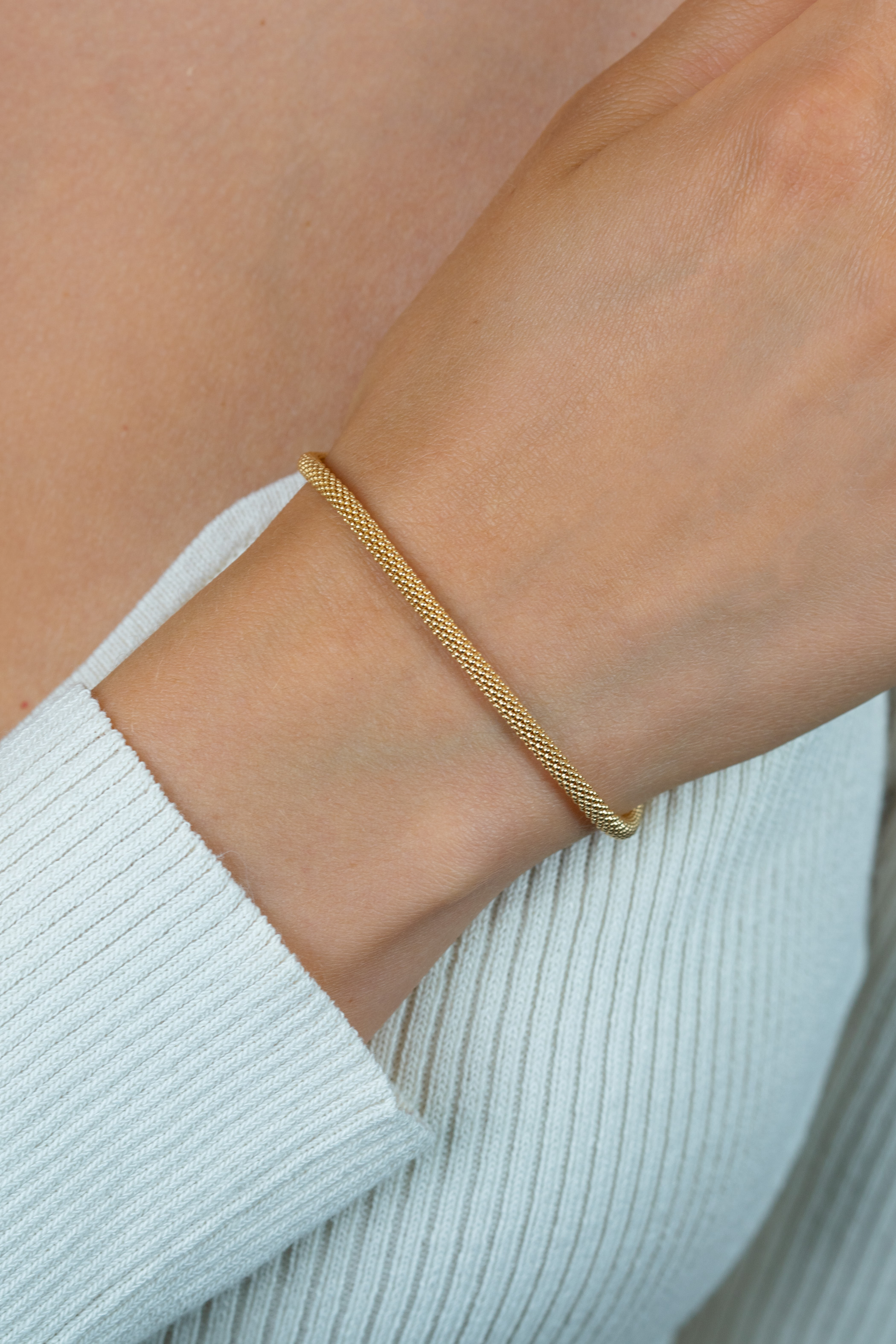 ZINZI gold plated zilveren popcorn armband 3mm breed 19cm ZIA2765G