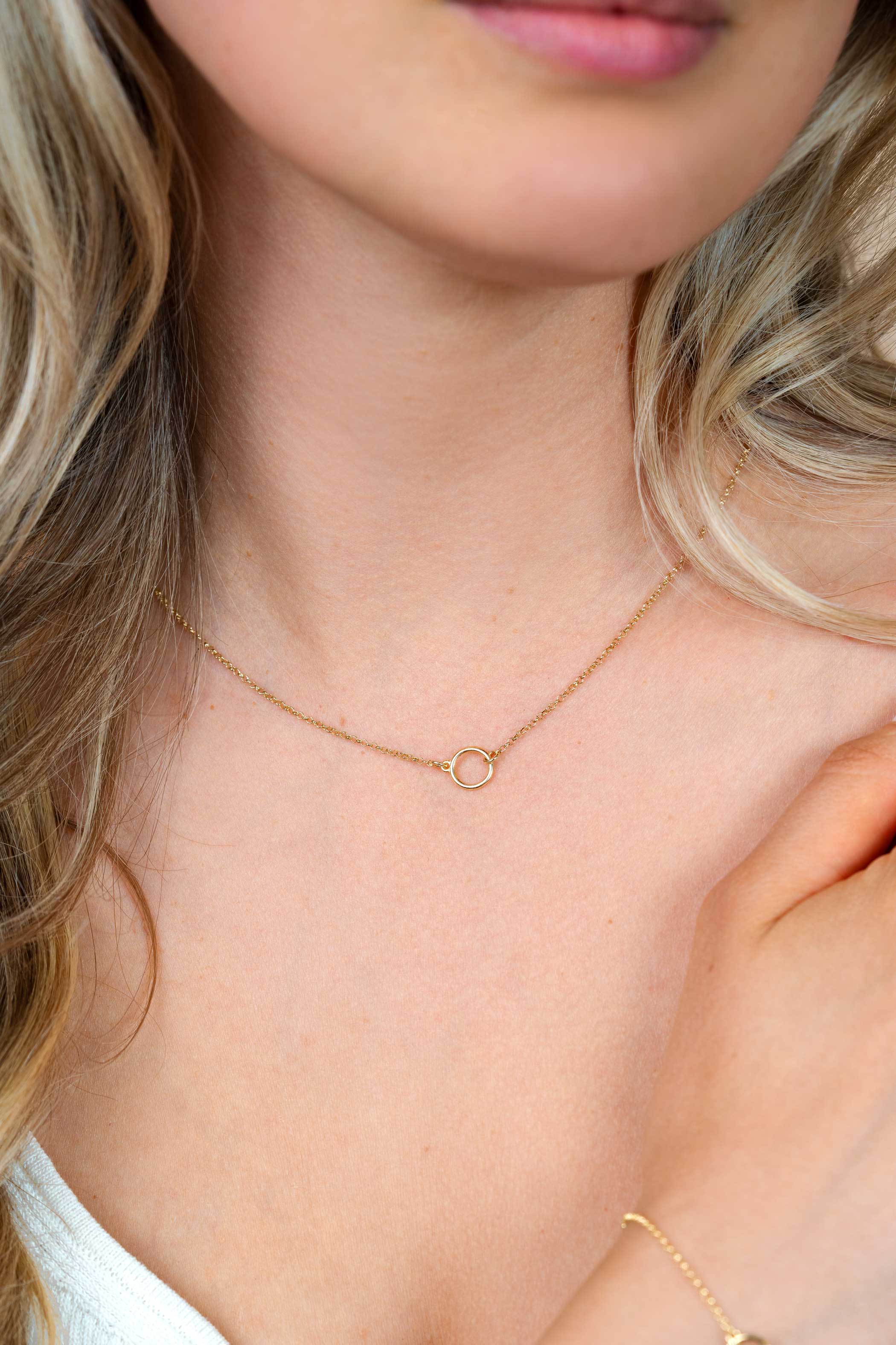ZINZI gold plated zilveren ketting met open rondje 40-45cm ZIC2523G