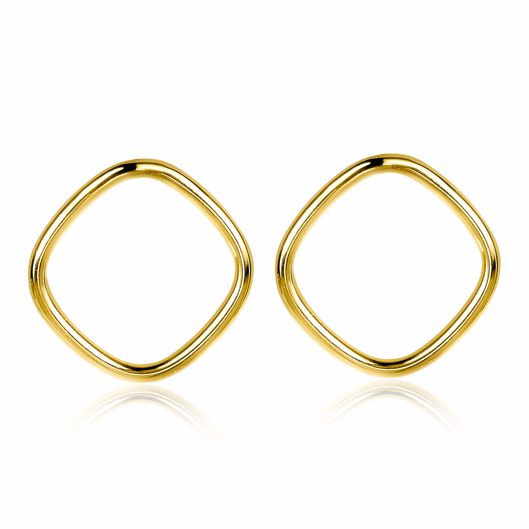 ZINZI zilveren trendy oorstekers 14K geel verguld 23mm vierkant open ZIO2094G
