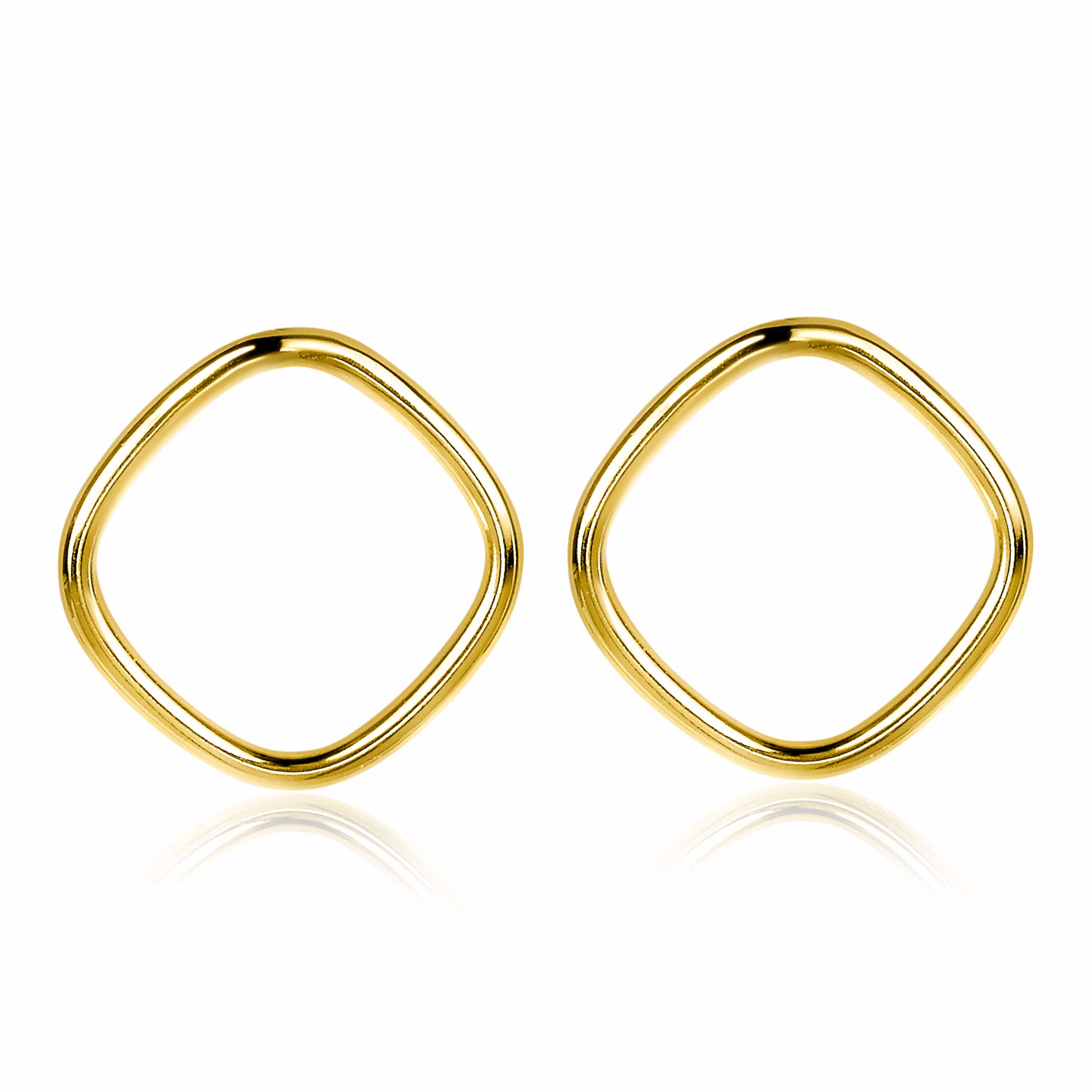 ZINZI zilveren trendy oorstekers 14K geel verguld 23mm vierkant open ZIO2094G