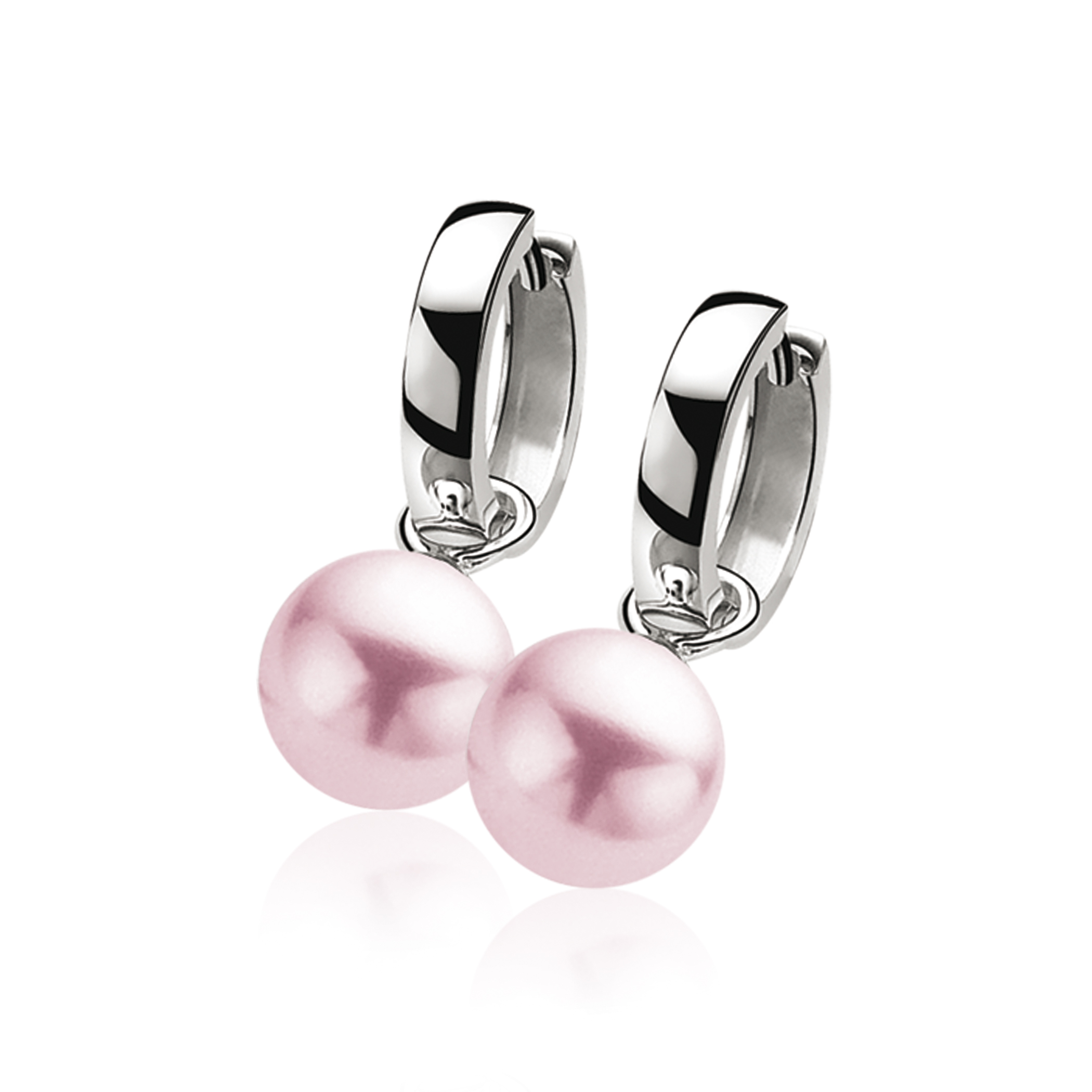 ZINZI zilveren oorbedels parel roze ZICH266R (zonder oorringen)