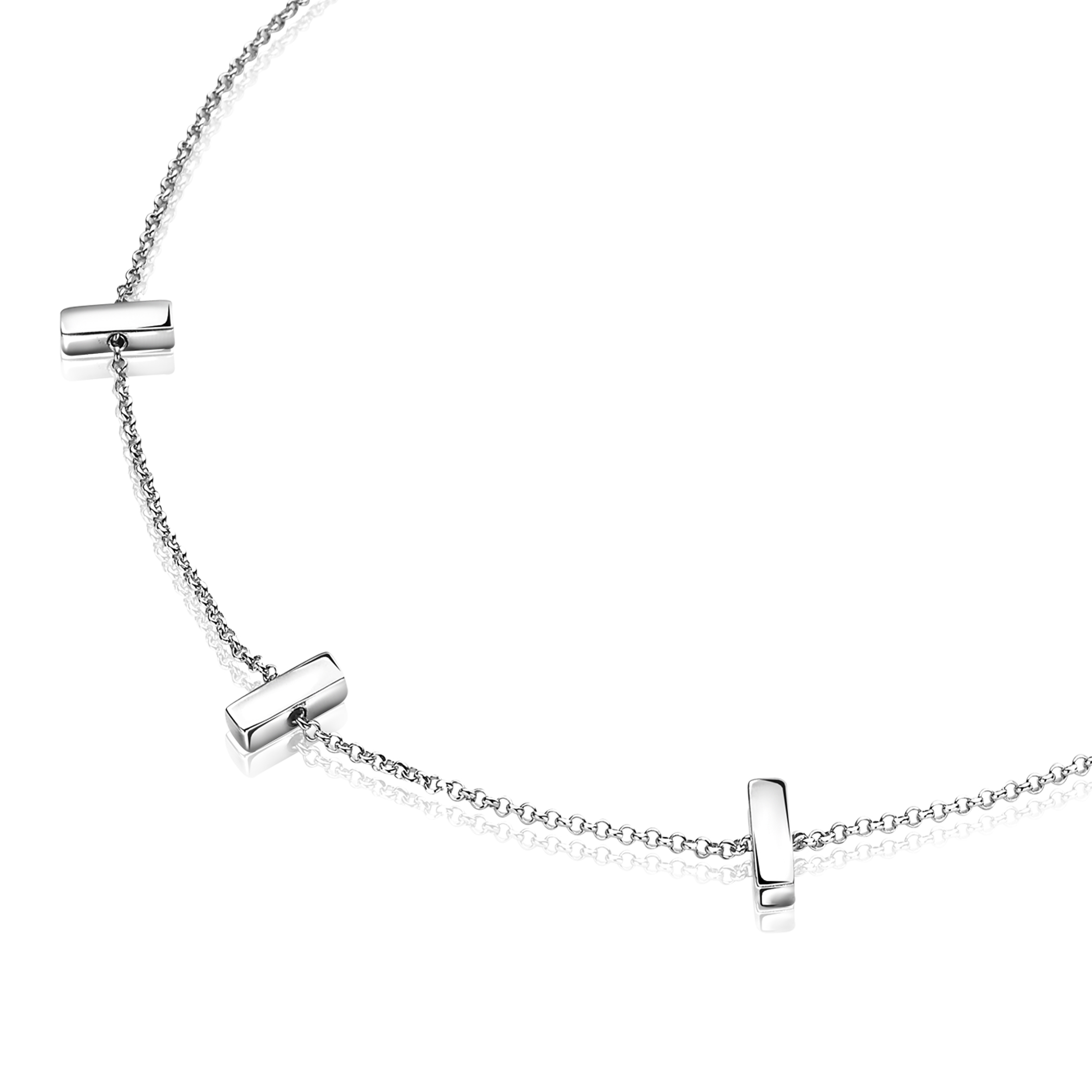 ZINZI zilveren choker 32+7cm staafjes ZICHOK1493