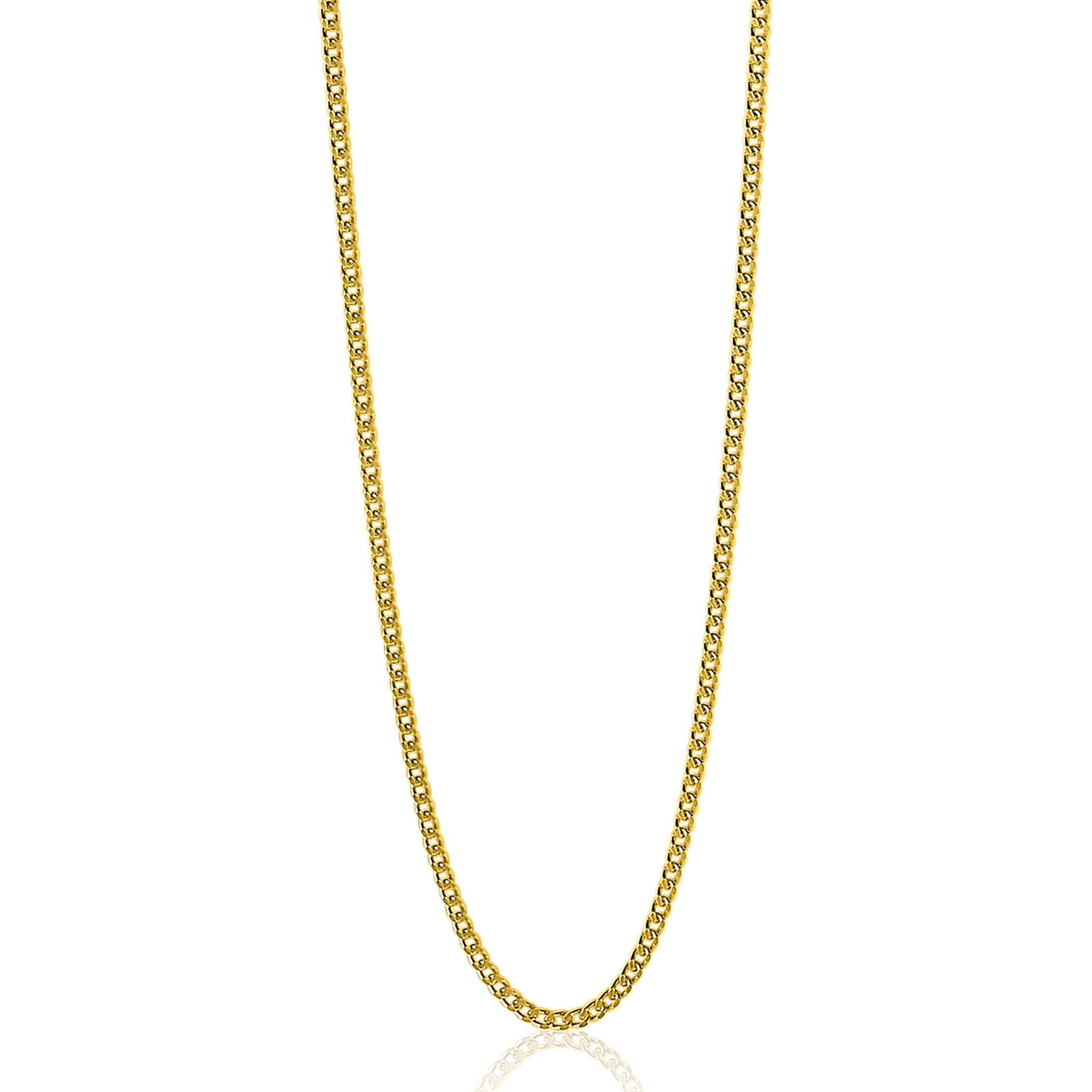 90cm ZINZI zilveren gourmet ketting gold plated. ZILC-G90G
