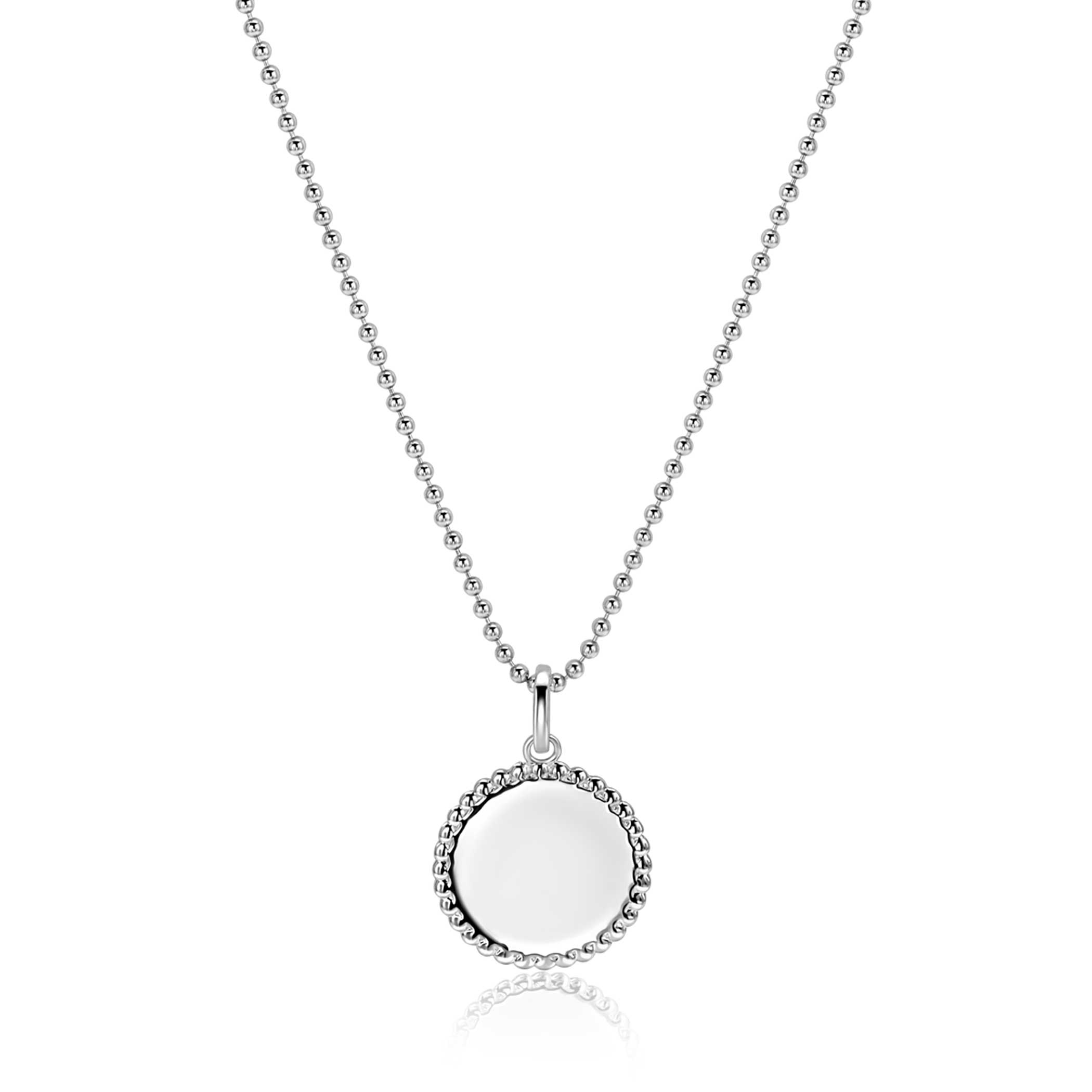 13.5mm ZINZI zilveren coin hanger met parelrand voor gravure ZIH2651 (zonder collier)