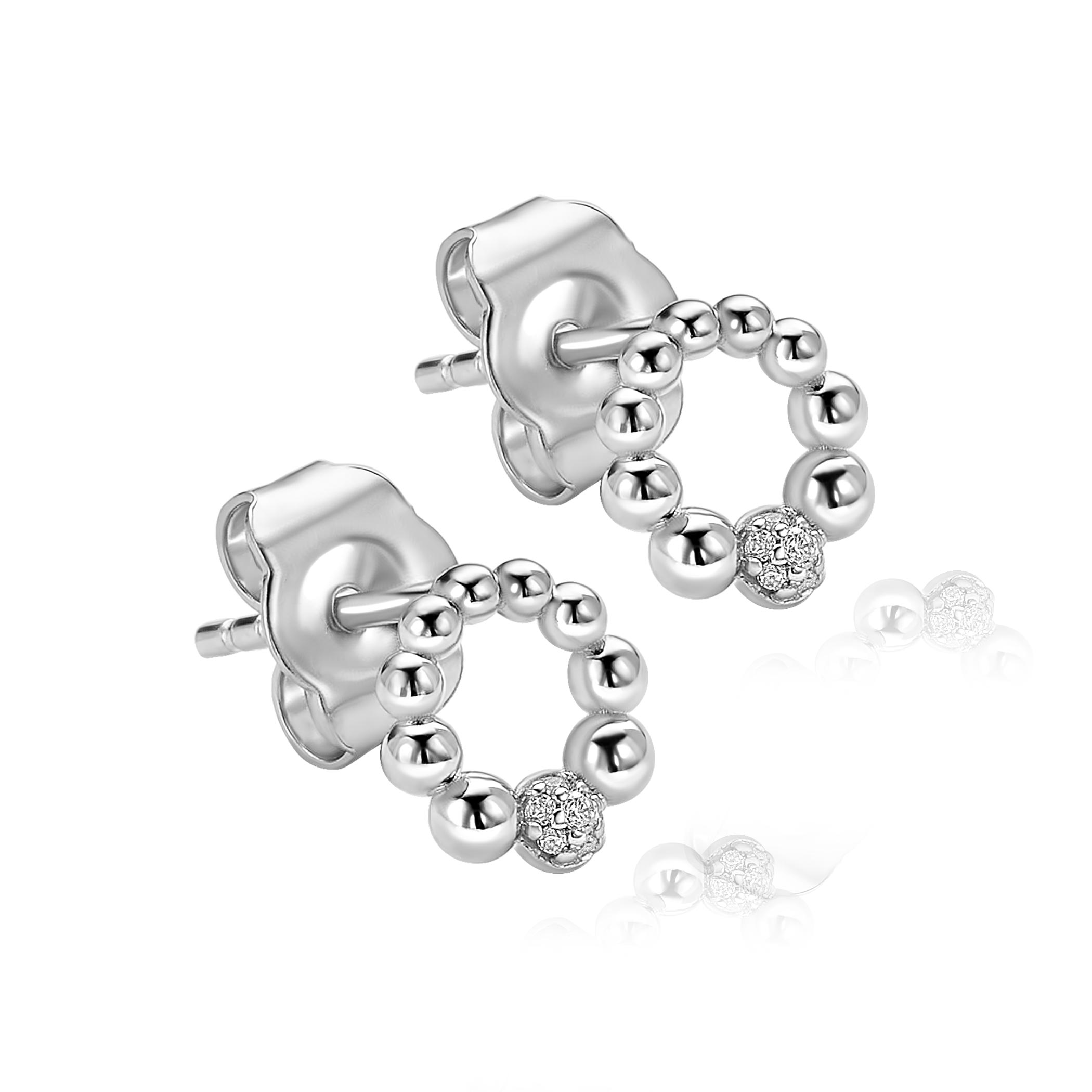 8mm ZINZI zilveren oorstekers in bolletjesvorm met een sprankelend zirkonia-bolletje ZIO2817