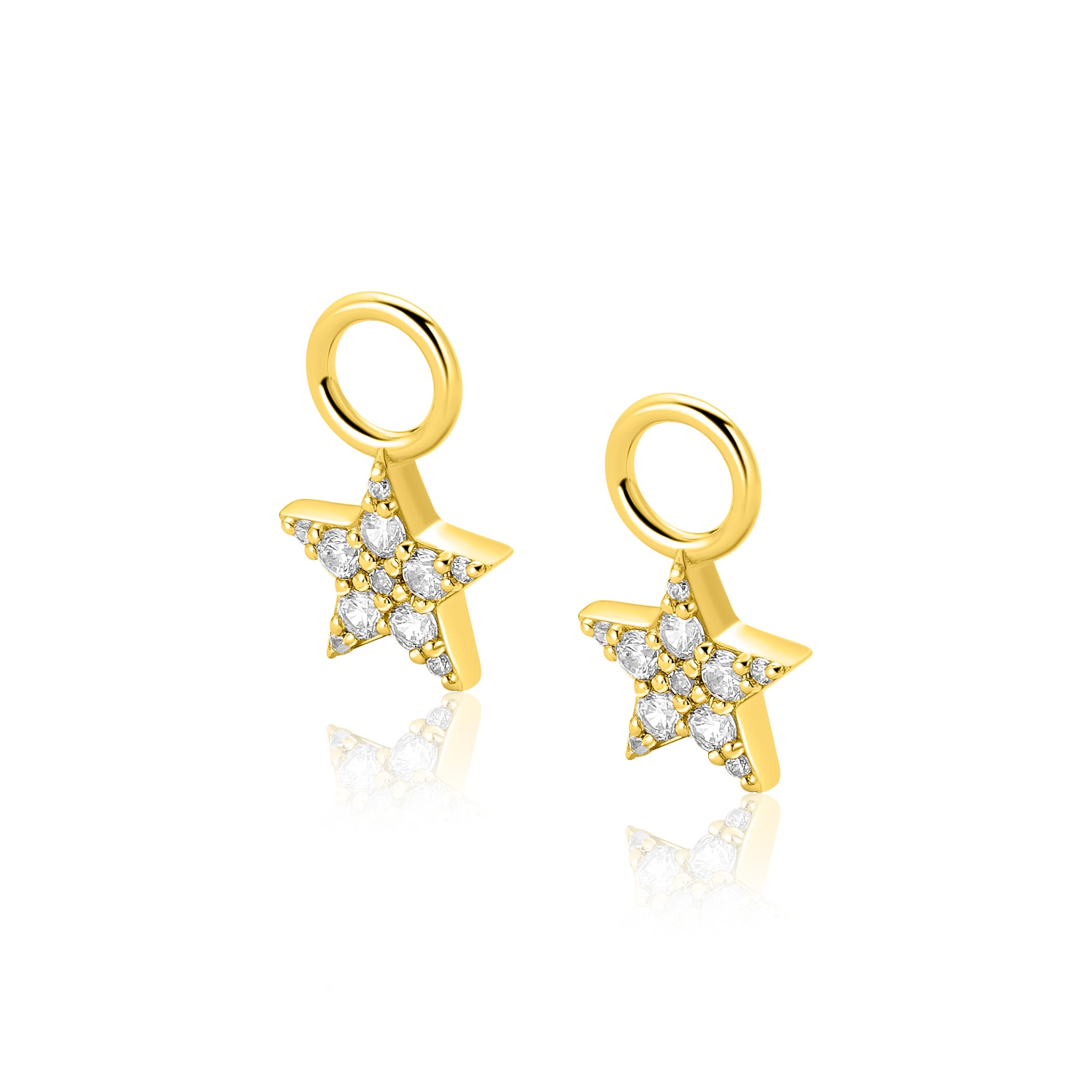 8,5mm ZINZI goldplated zilveren oorbedels fonkelende ster ZICH2138Y (zonder oorringen)