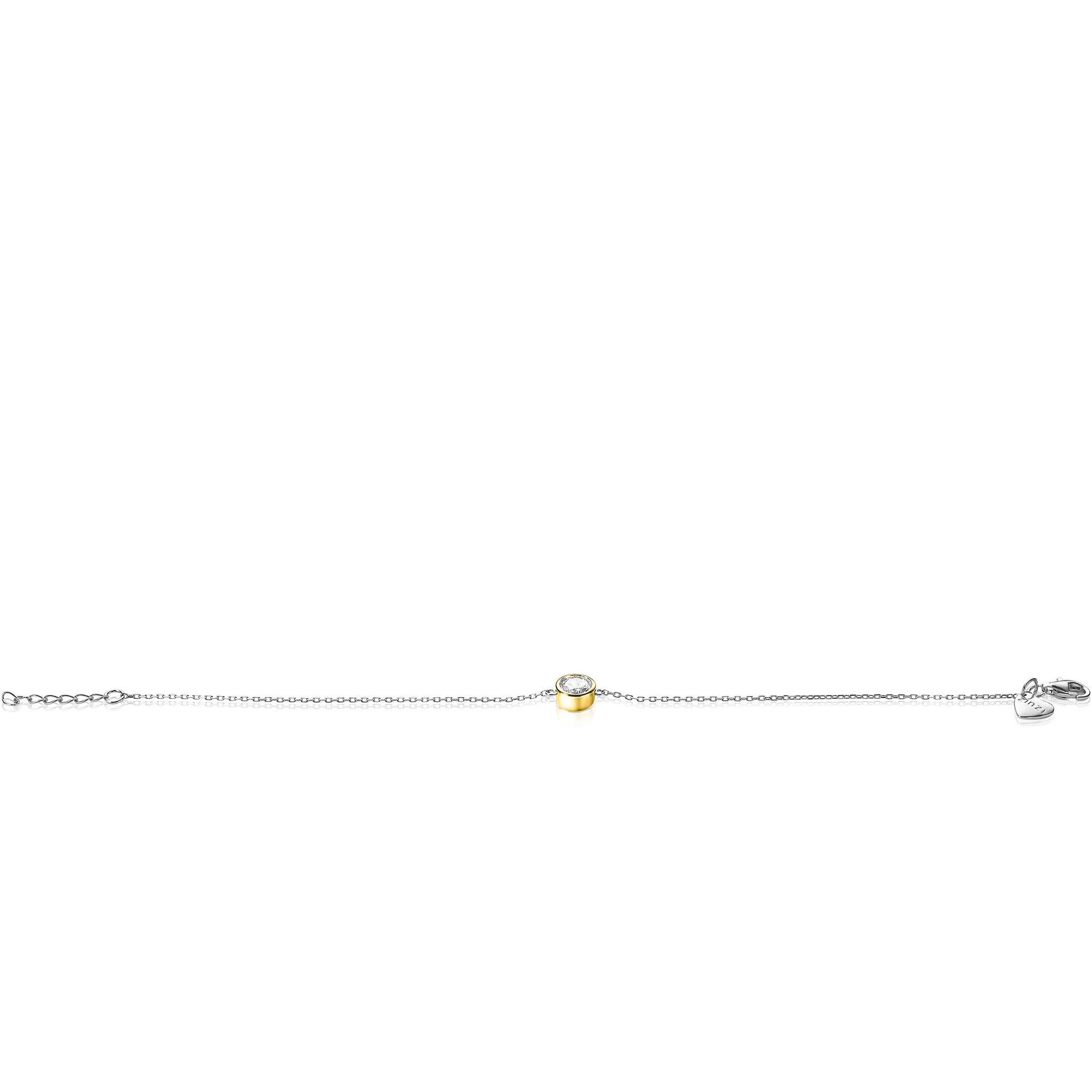 ZINZI zilveren armband met ronde zetting geelverguld wit 17-19cm ZIA1775G