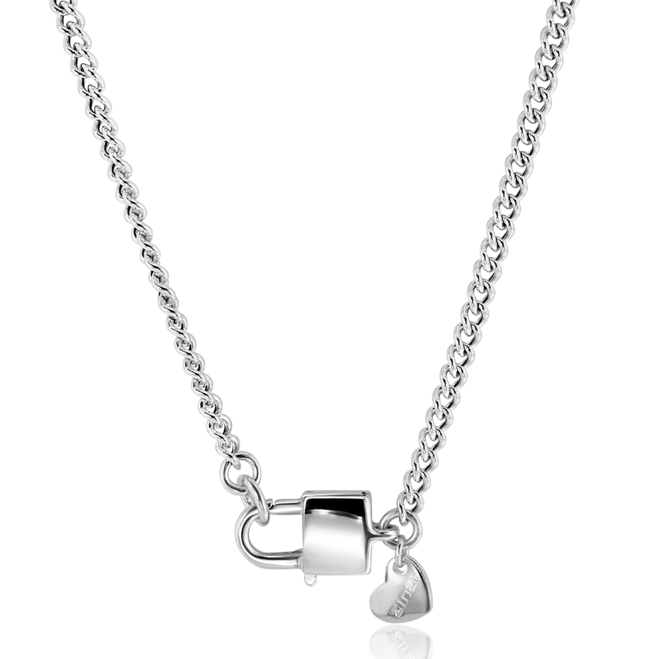 ZINZI zilveren gourmet ketting 3,8mm breed met trendy glimmend slotje als sluiting 43cm ZIC2411