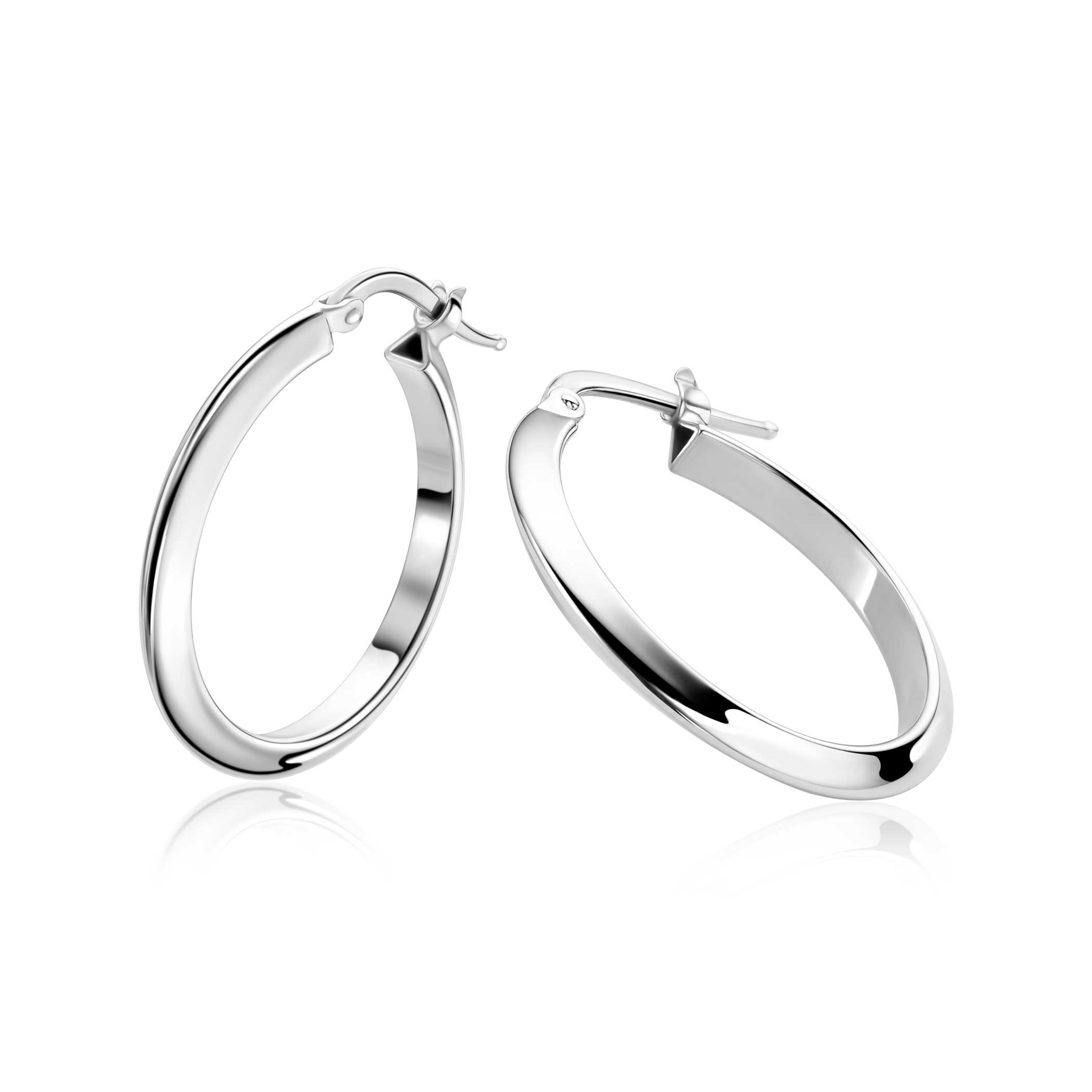 25mm ZINZI zilveren oorringen met gladde buis 3mm breed en handige bovensluiting ZIO2856