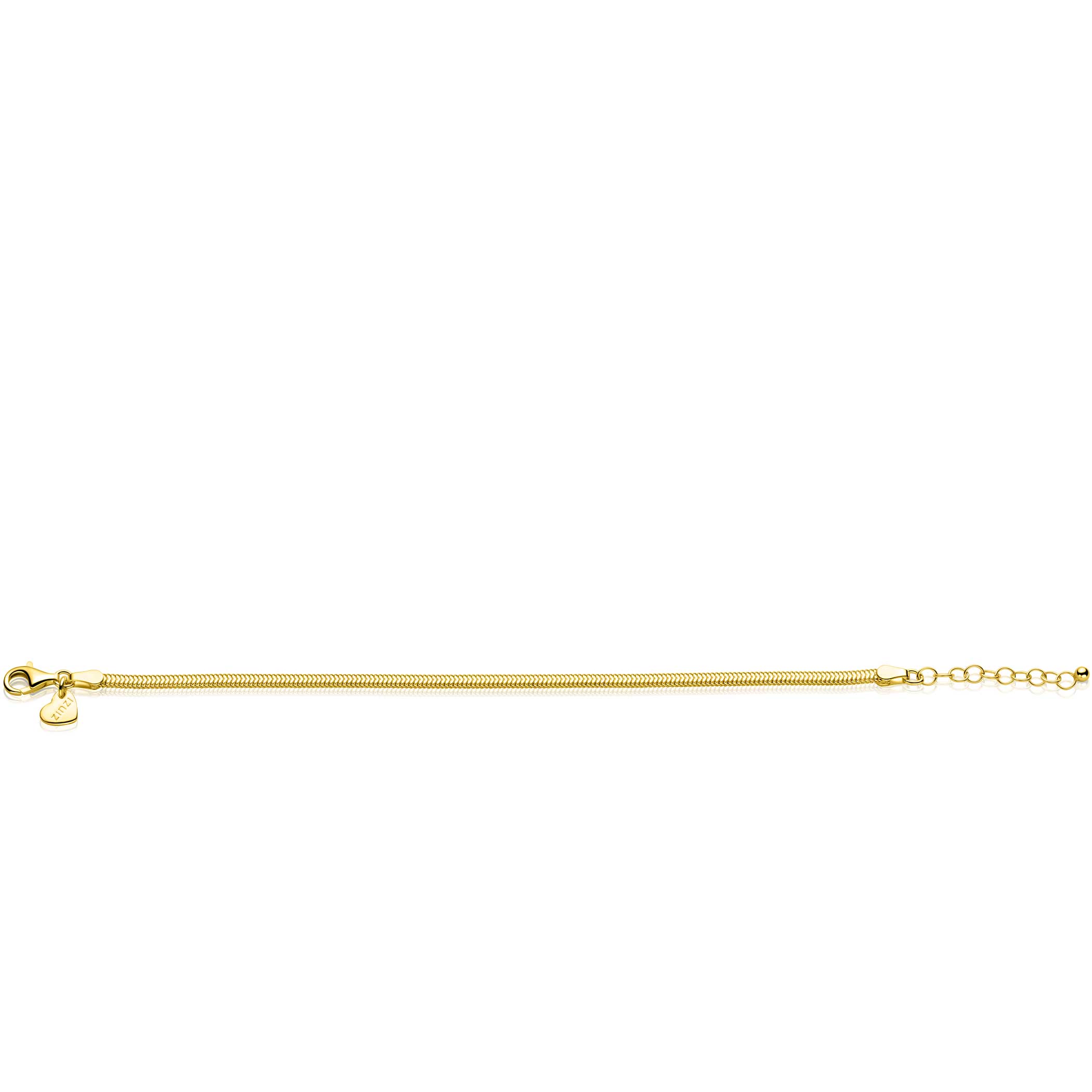 ZINZI gold plated zilveren platte slangen schakel armband (2,8mm breed) 18-21cm ZIA2847G