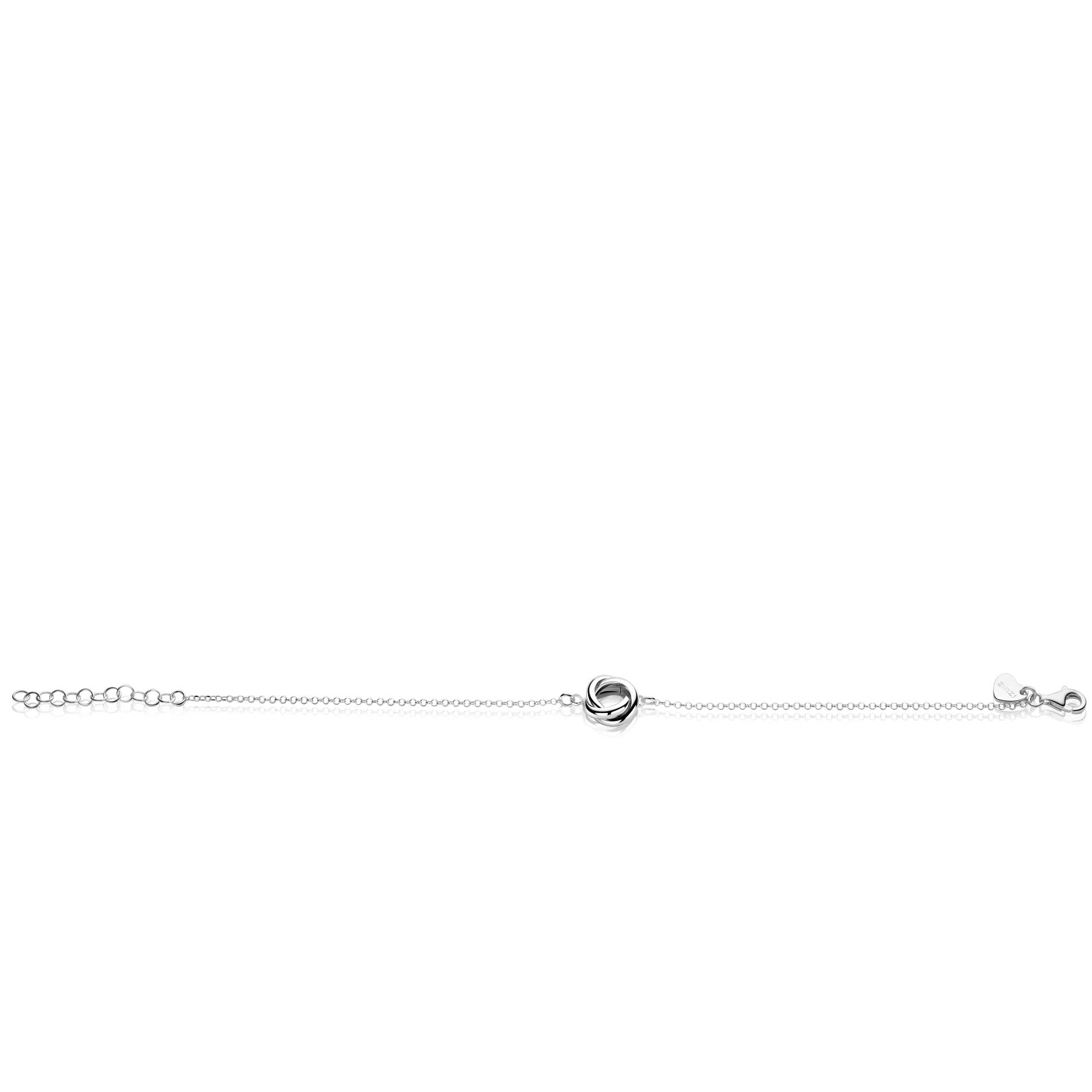 ZINZI zilveren armband met fijne ankerschakel en drie verbonden ringen ZIA2890