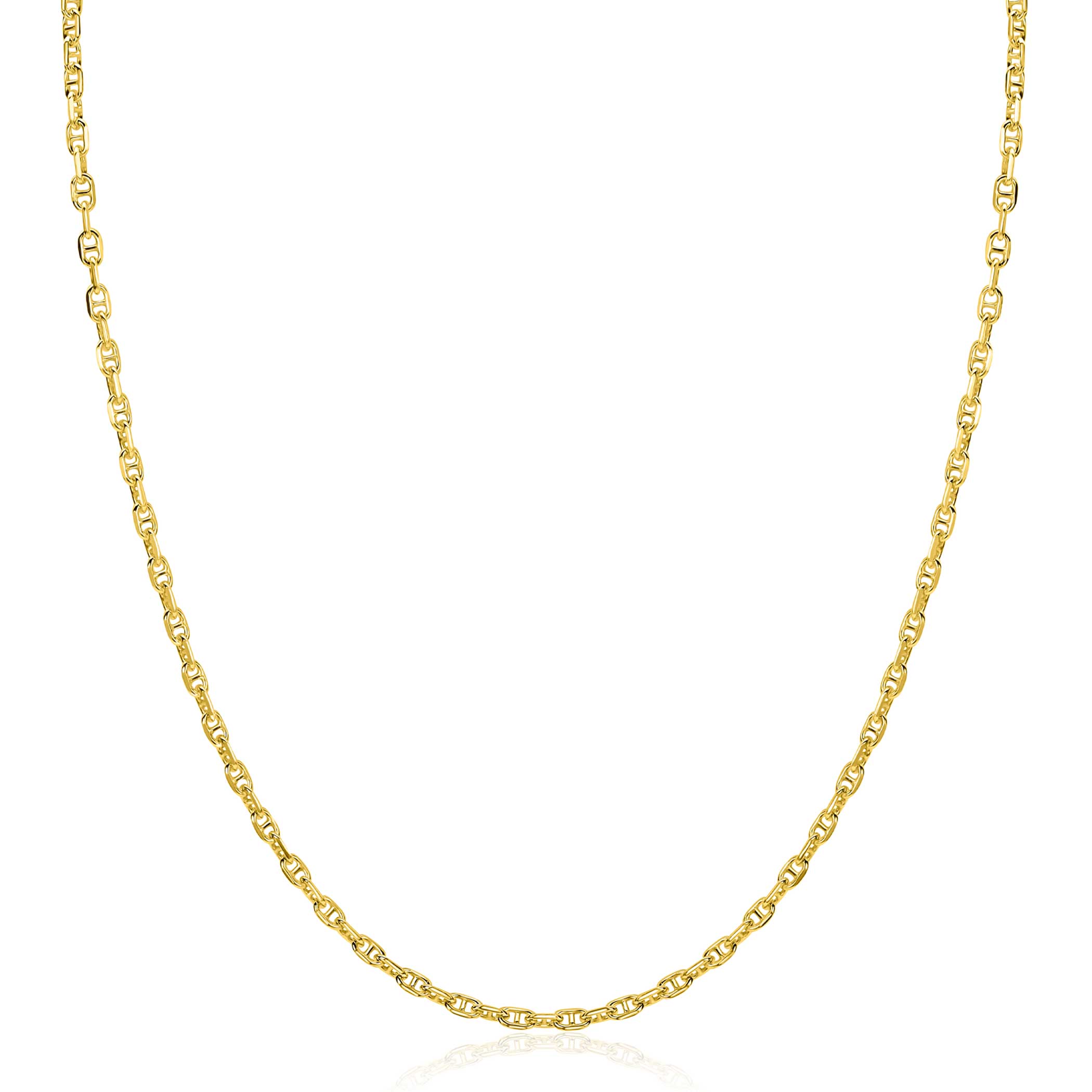 ZINZI gold plated zilveren marine schakel ketting (2,3mm breed) 42-45cm ZIC2841G