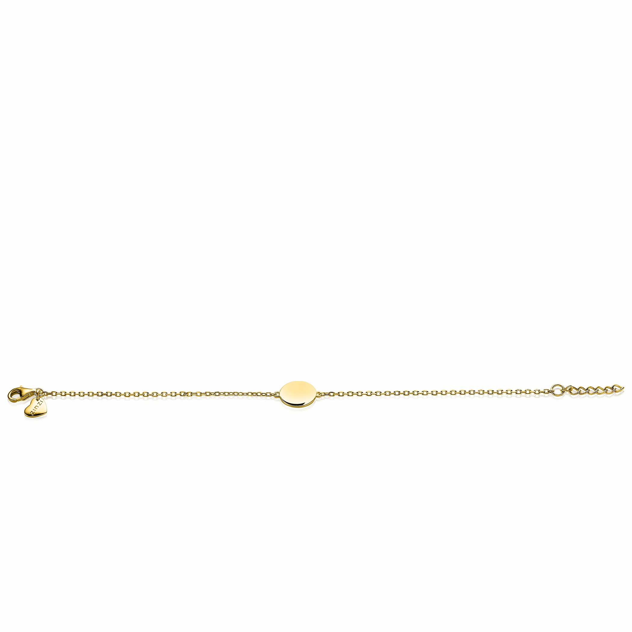 ZINZI gold plated zilveren armband met rond plaatje 15mm om te graveren 17-20cm ZIA2345G