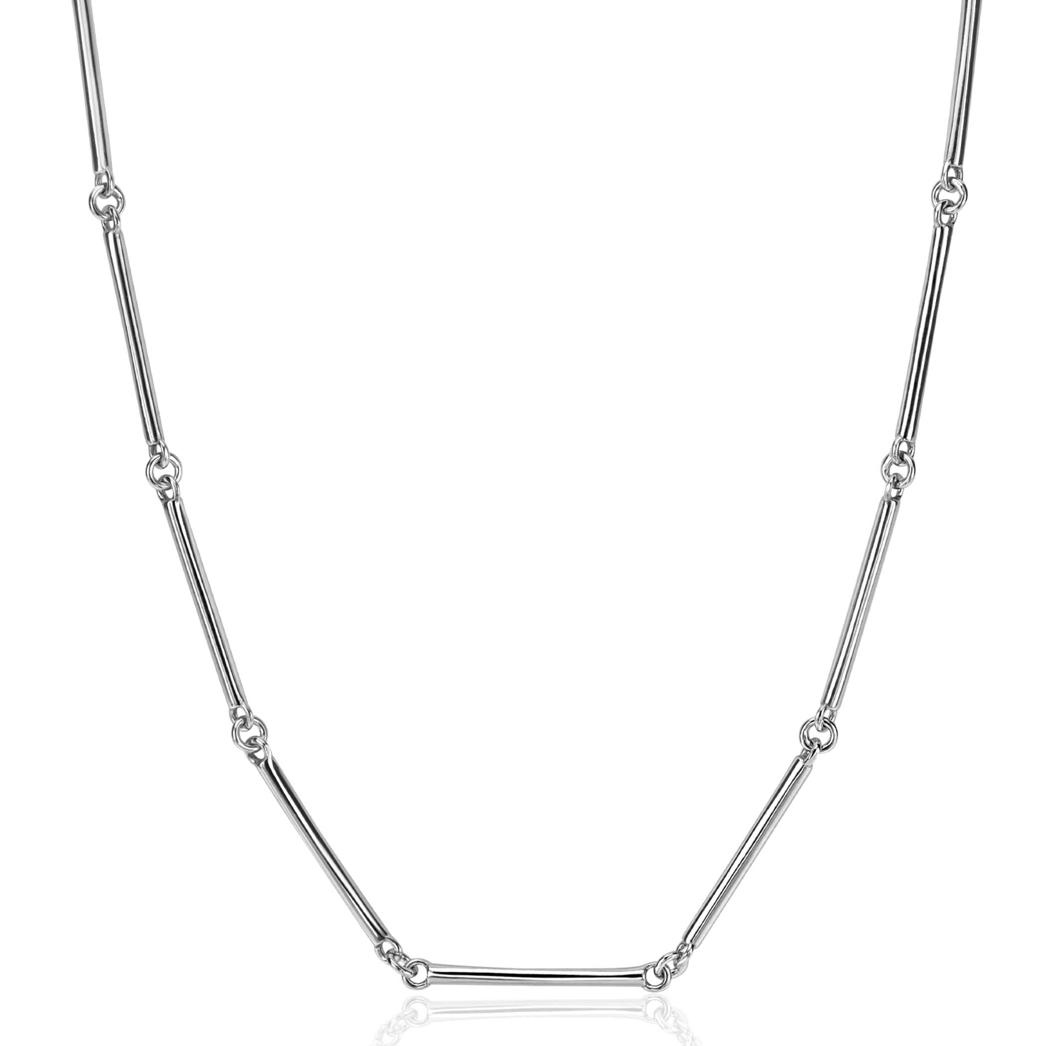 ZINZI zilveren ketting 41-45cm met lange glimmende staafjes 21mm ZIC2539