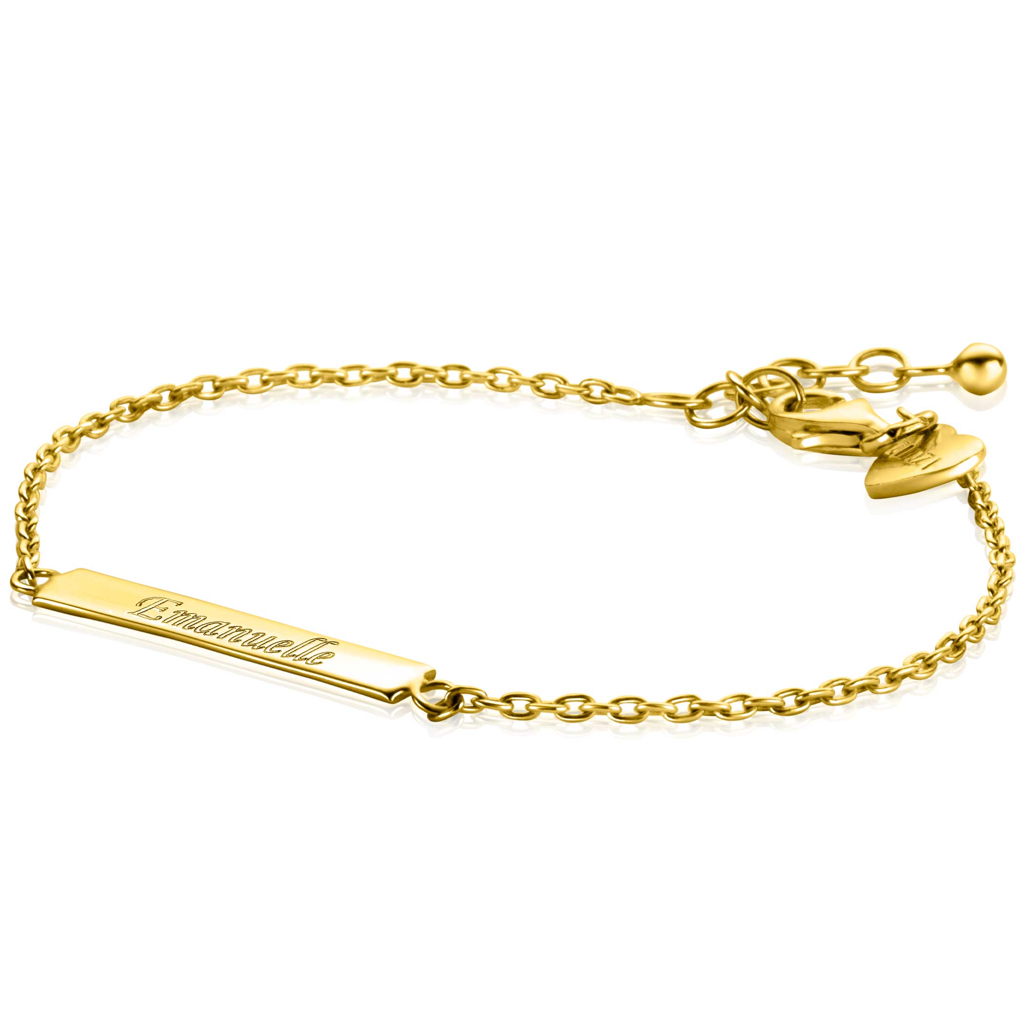 ZINZI gold plated zilveren armband met glanzend plaatje om te graveren 17-20cm ZIA2344G