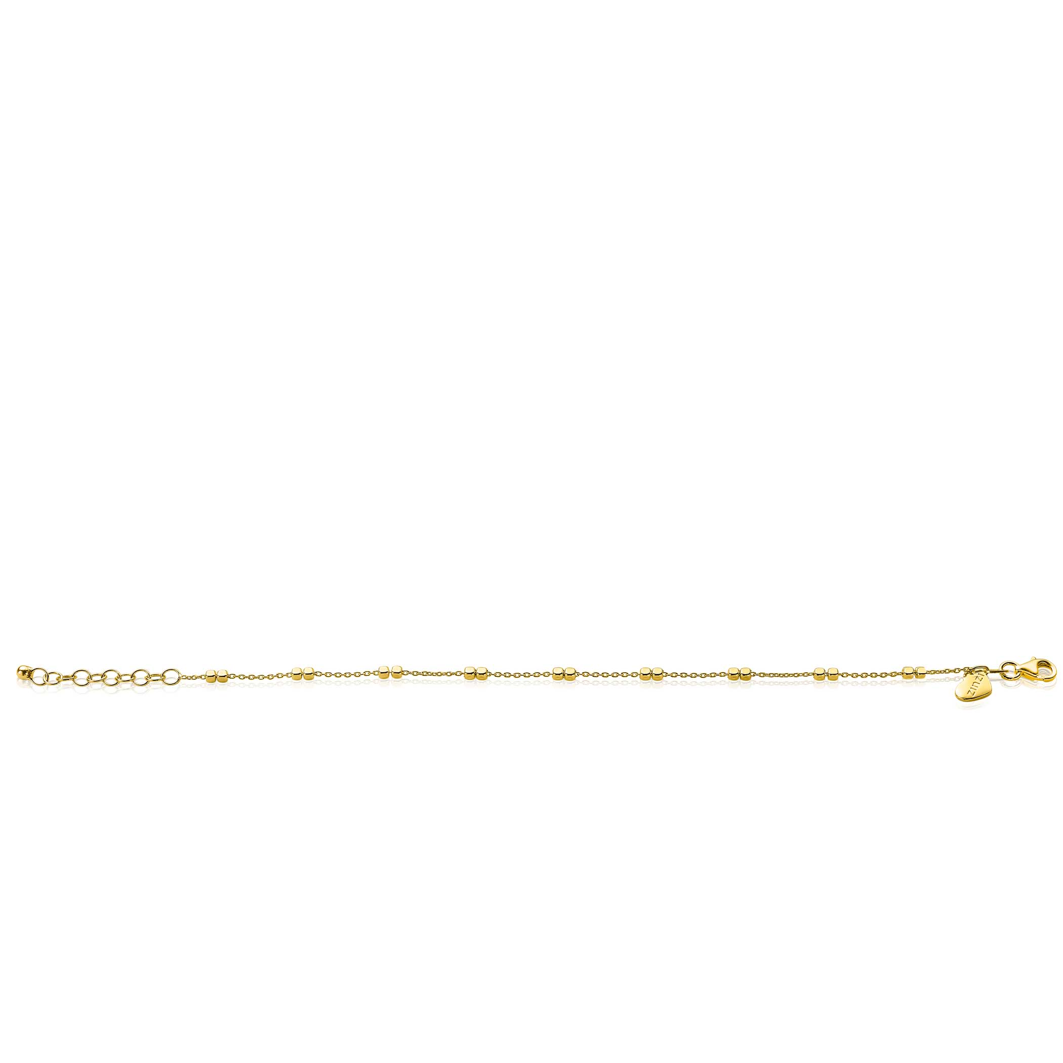 ZINZI zilveren armband 14K geel verguld vierkante blokjes 17-20cm ZIA2218G