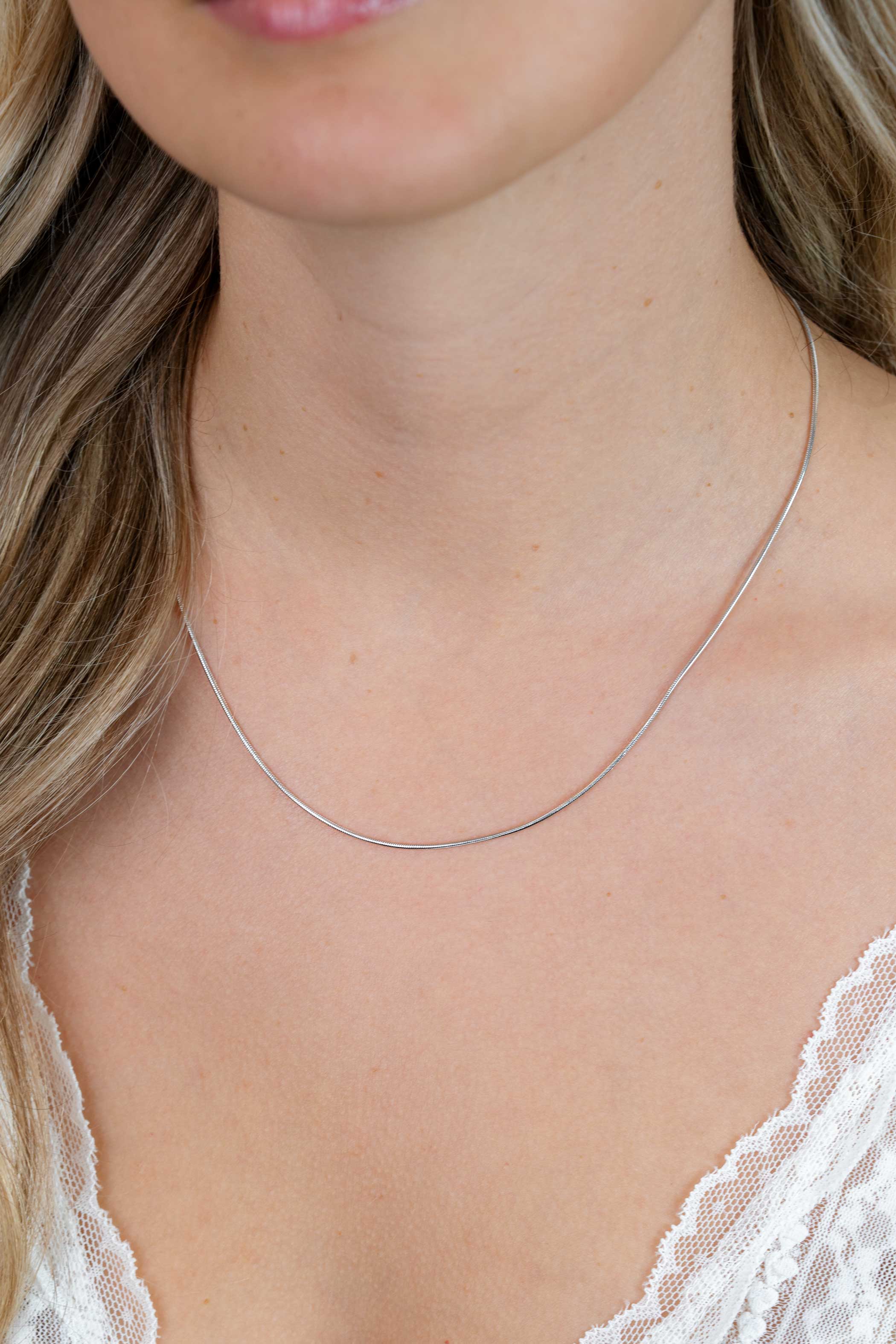 45cm Zinzi zilveren slangen collier 1mm breed ZISL45 