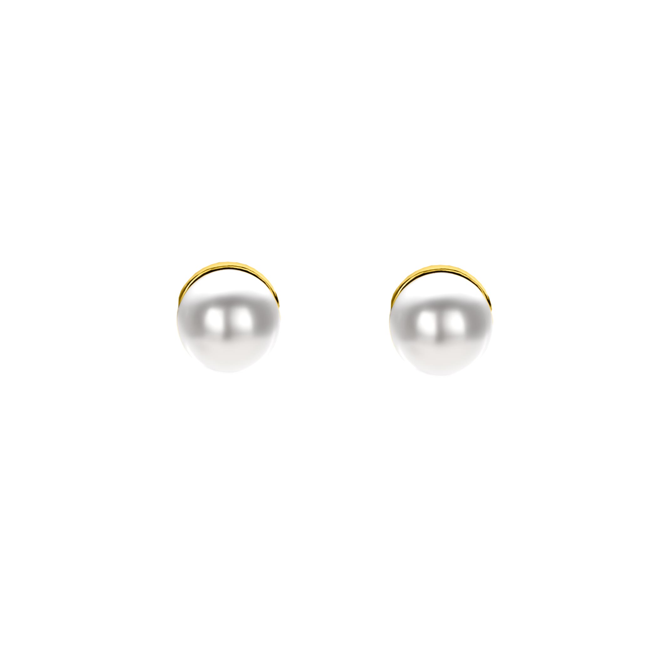 4mm ZINZI gold plated zilveren oorknoppen wit parel ZIO1318Y