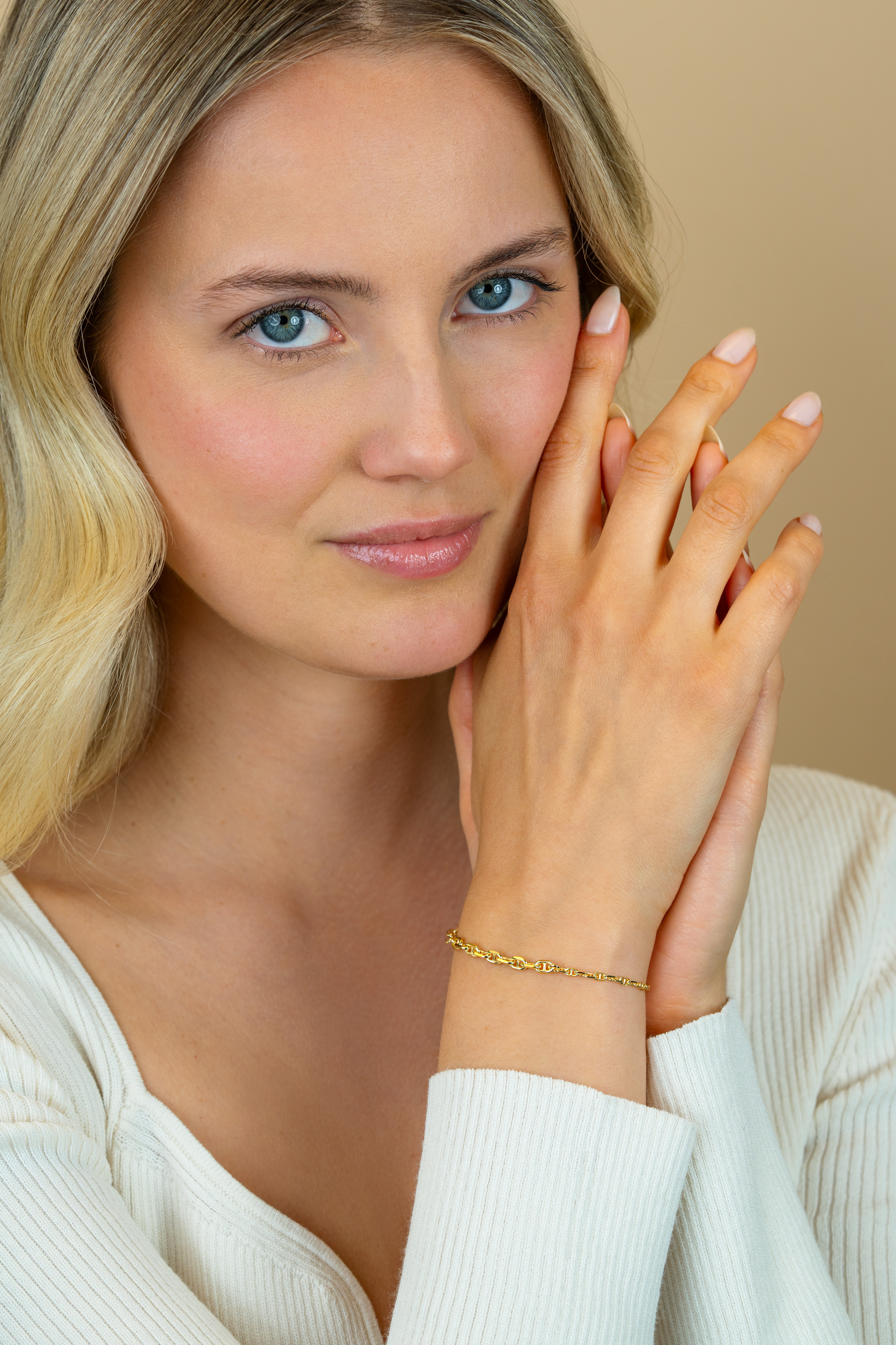 ZINZI gold plated zilveren armband met aflopende marine-schakels (3,8mm breed) 17–20cm ZIA2762G
