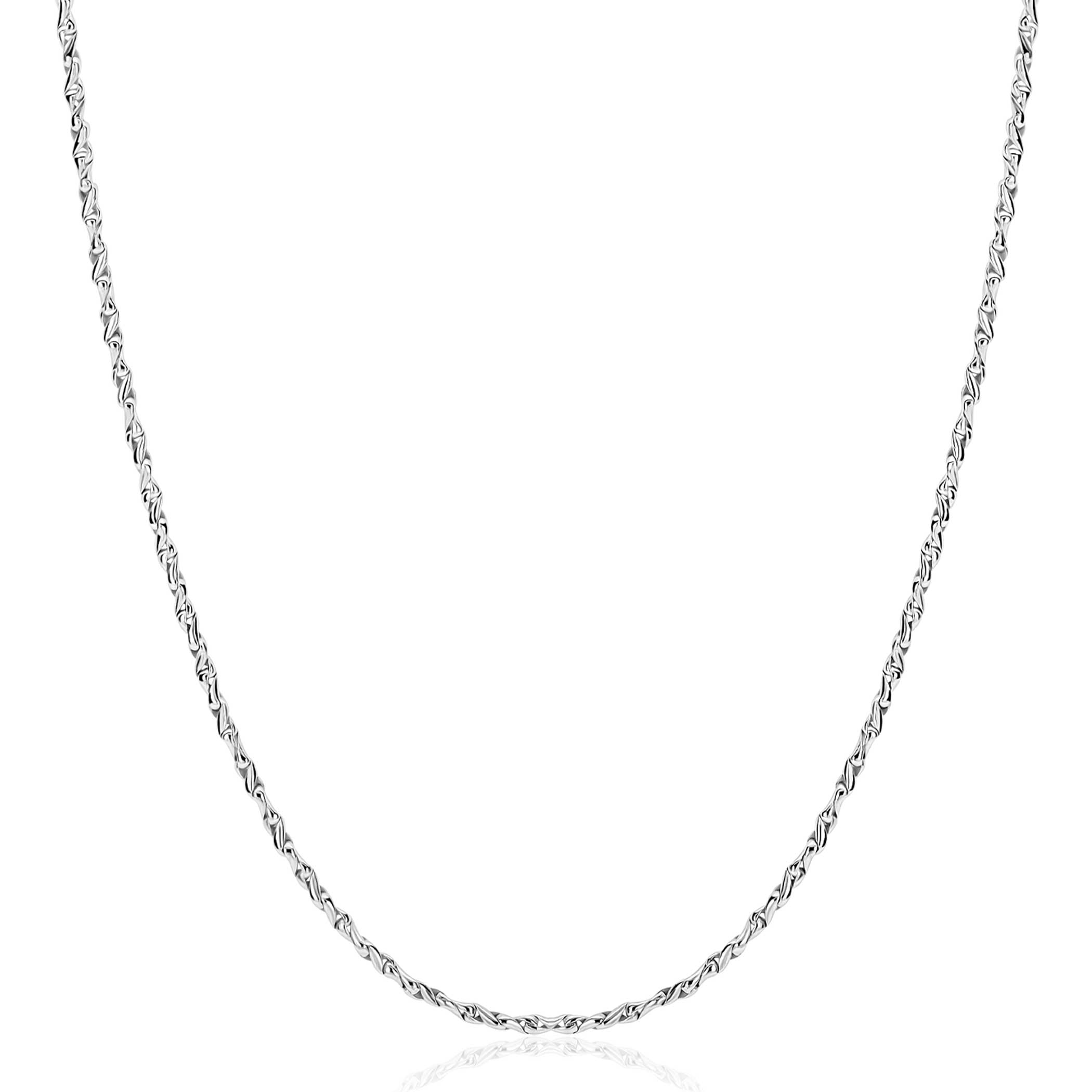 ZINZI zilveren organisch gedraaide schakel ketting (1,8mm breed) 42-45cm ZIC2843