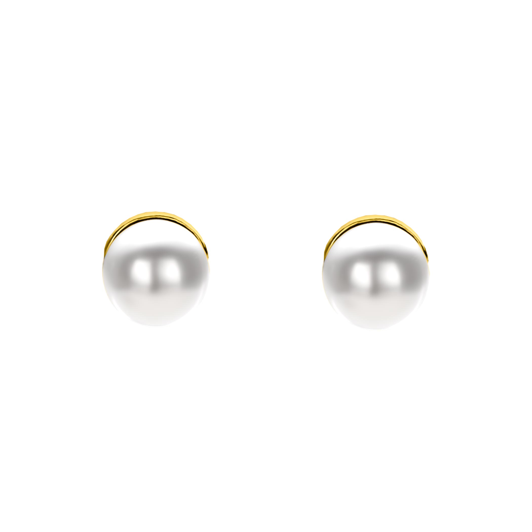 6mm ZINZI gold plated zilveren oorknoppen wit parel ZIO1317Y