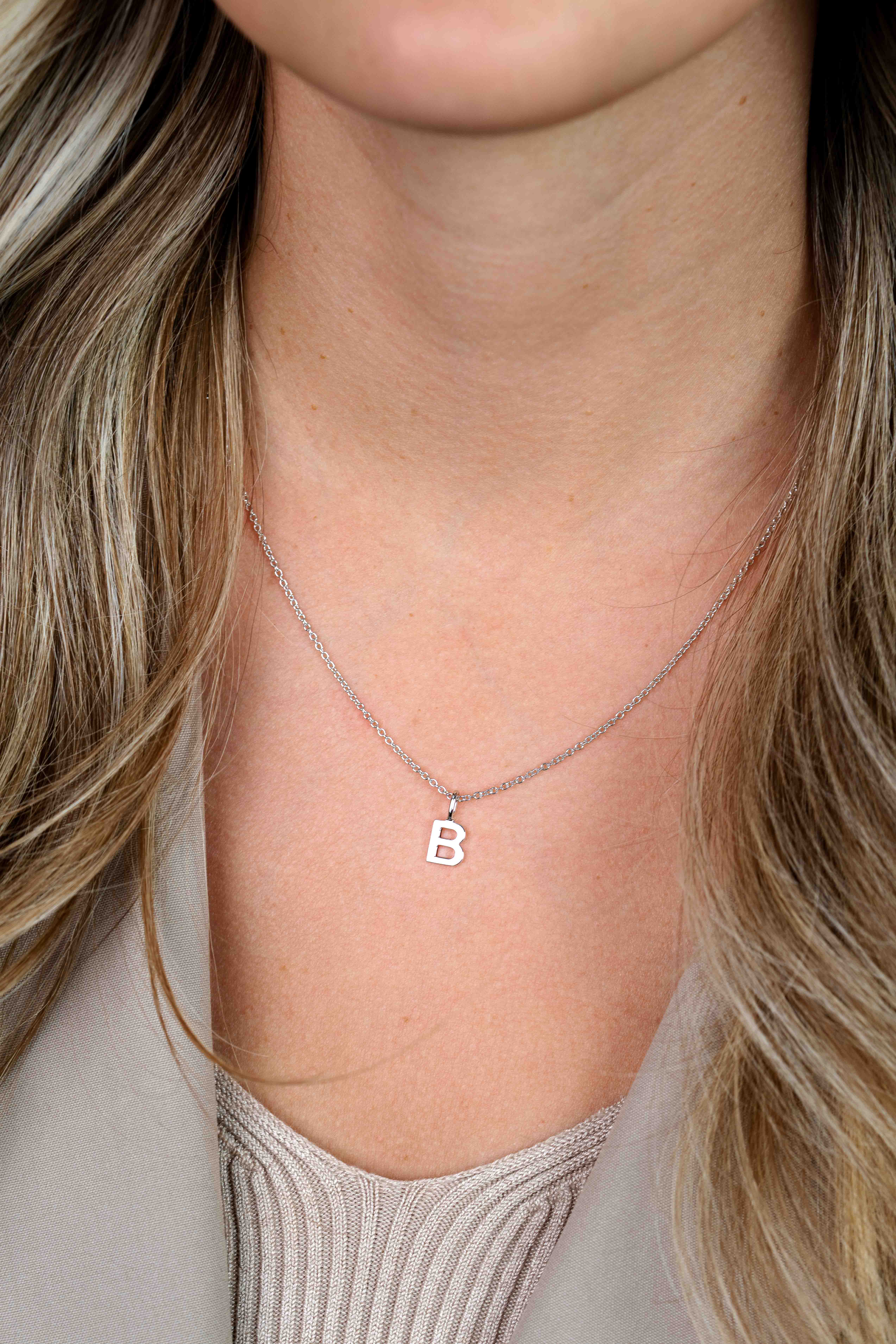 ZINZI zilveren letter hanger B ZIH2140B