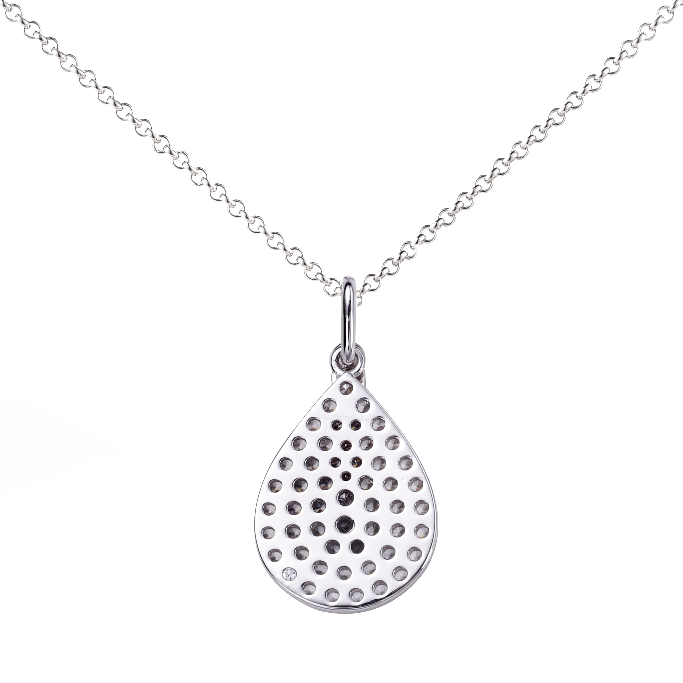 ZINZI zilveren ketting 45cm met hanger 14mm druppel staafje wit ZIC1573