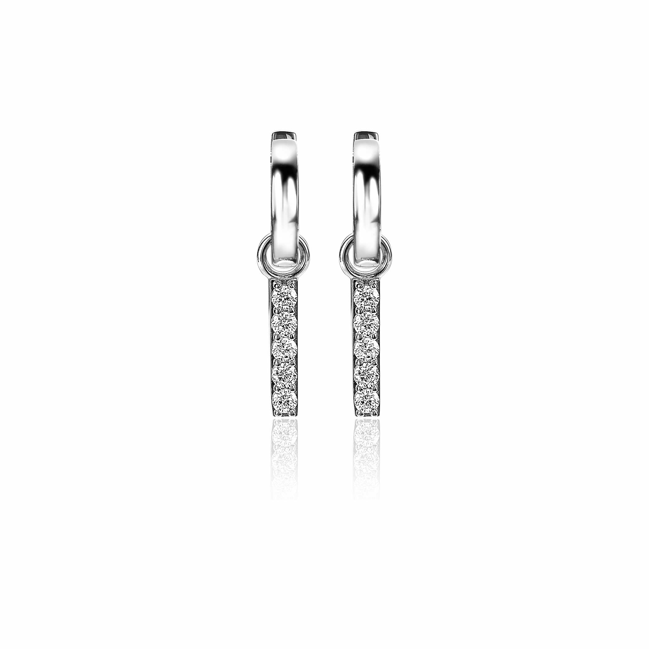 ZINZI zilveren oorbedels 21,5 mm staafje zirconia ZICH2142. (zonder oorringen).