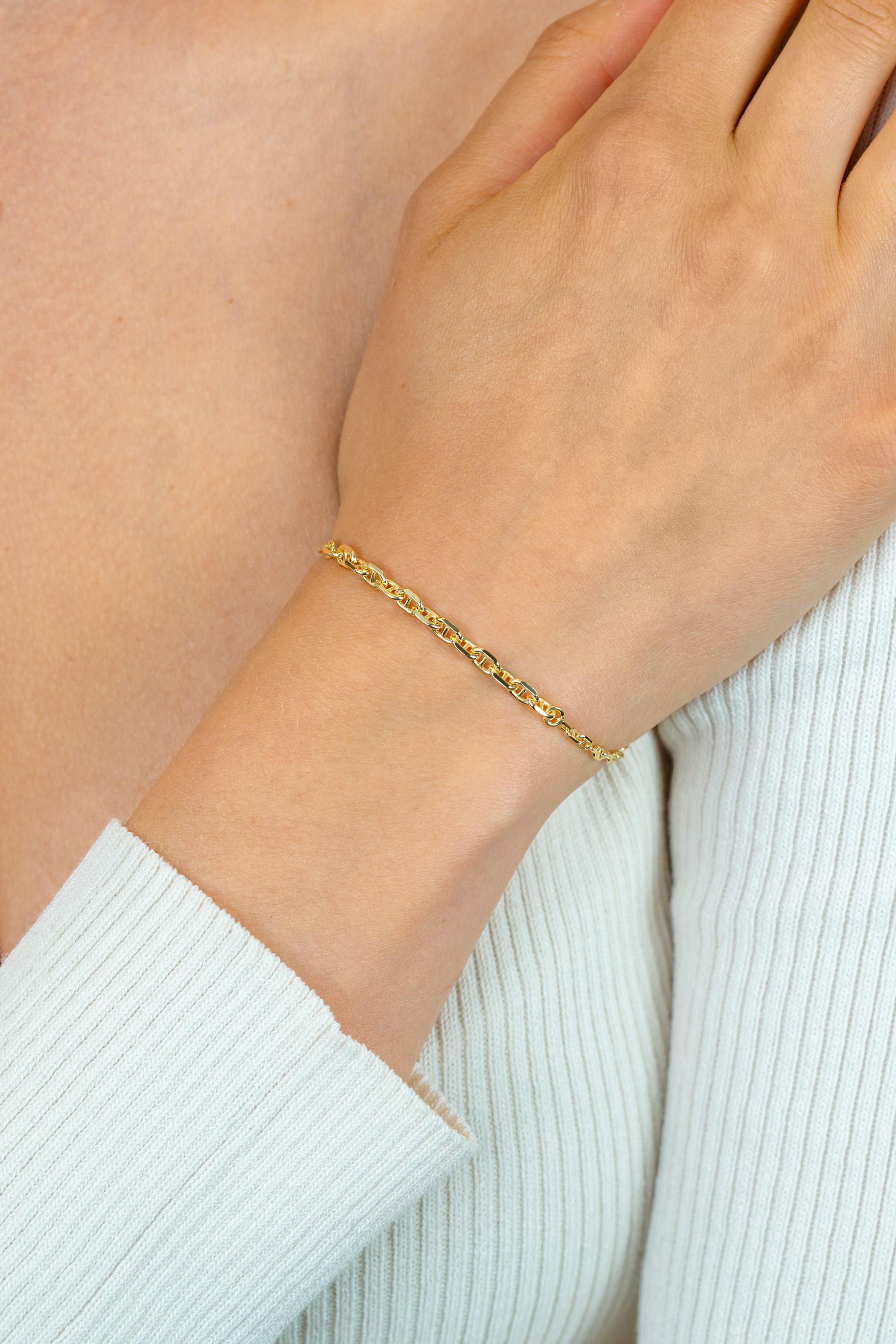 ZINZI gold plated zilveren armband met aflopende marine-schakels (3,8mm breed) 17–20cm ZIA2762G