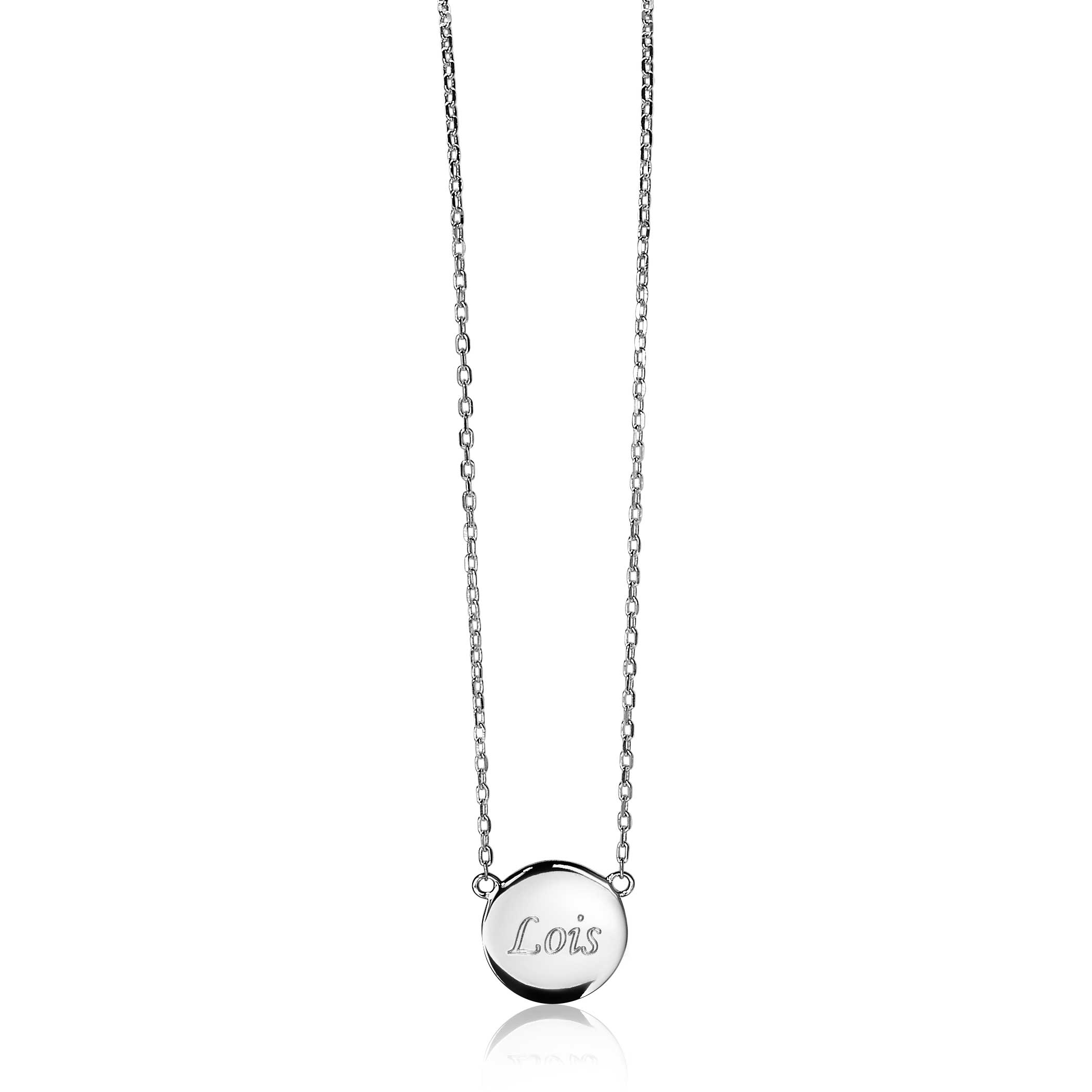 Zinzi zilveren ketting 43cm met rond plaatje 15mm om te graveren ZIC2345