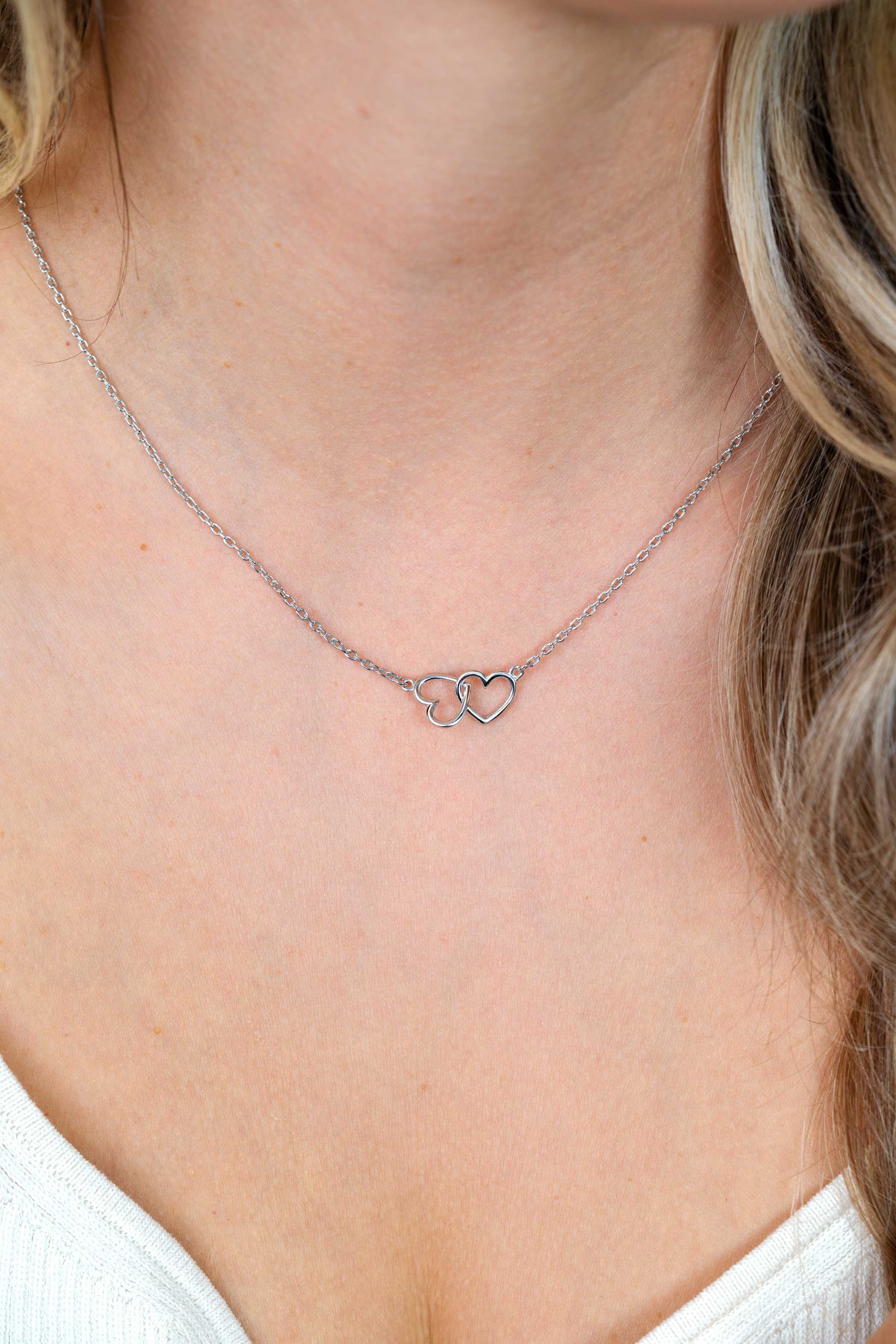 ZINZI zilveren ketting met 2 verbonden hartjes 40-45cm ZIC2513