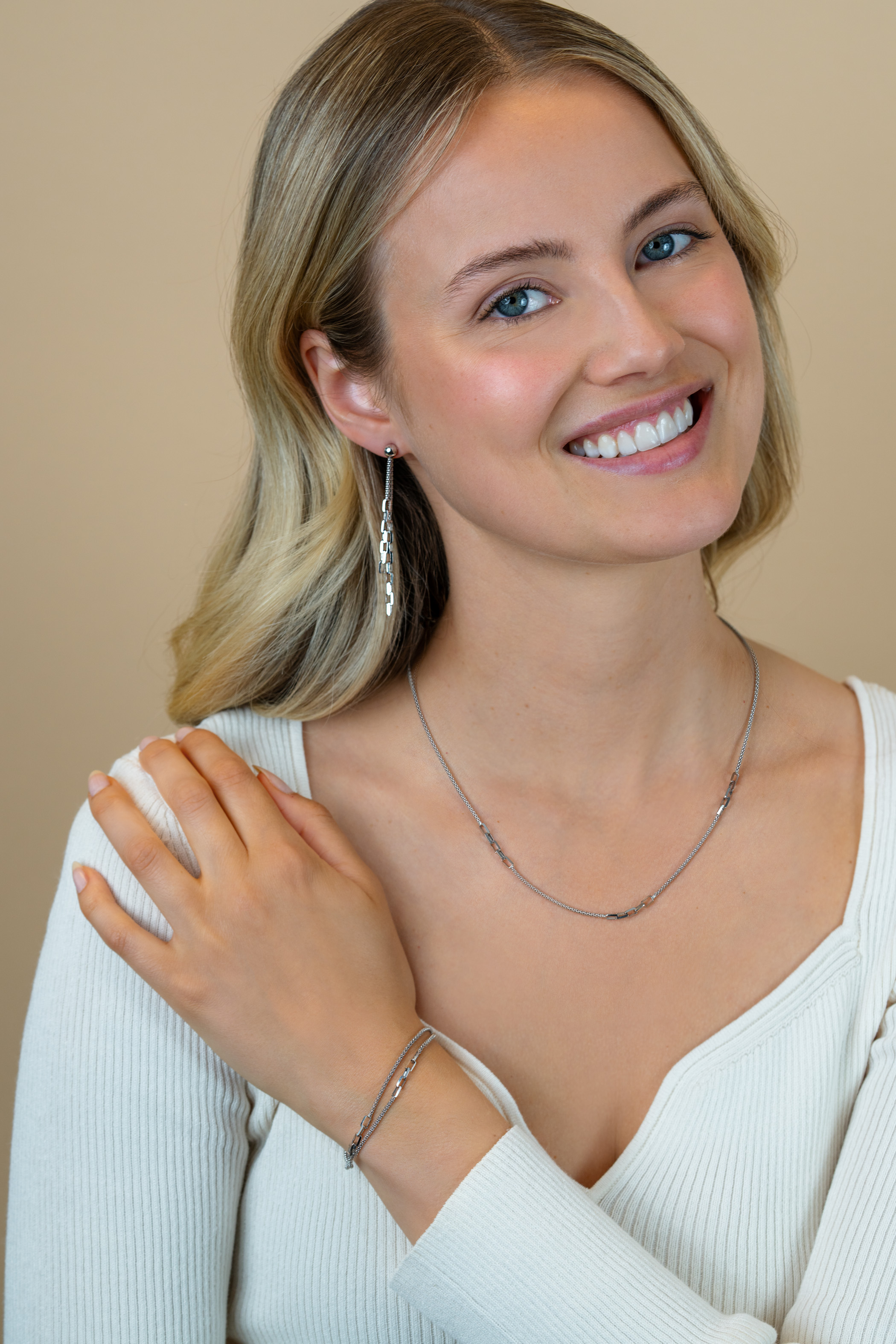 ZINZI zilveren multi-look armband (5,5mm breed) met popcornschakel en paperclip-schakels ZIA2709