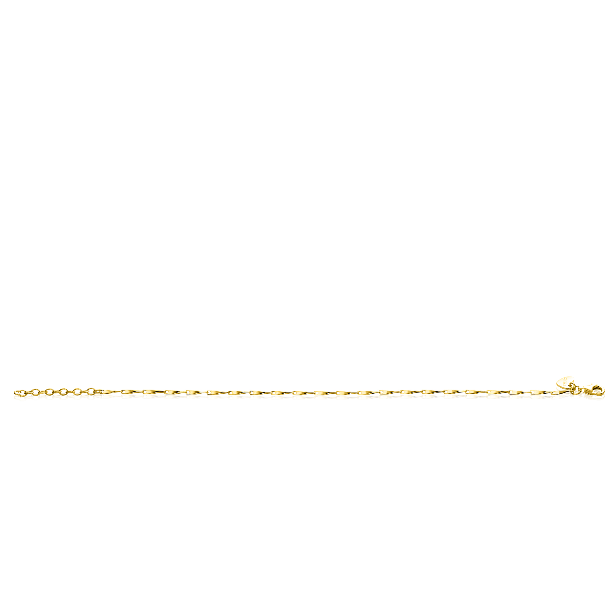 ZINZI gold plated zilveren schakel armband met glinsterende pijlvormige schakels 1,5mm breed 17,5-20cm ZIA2414G