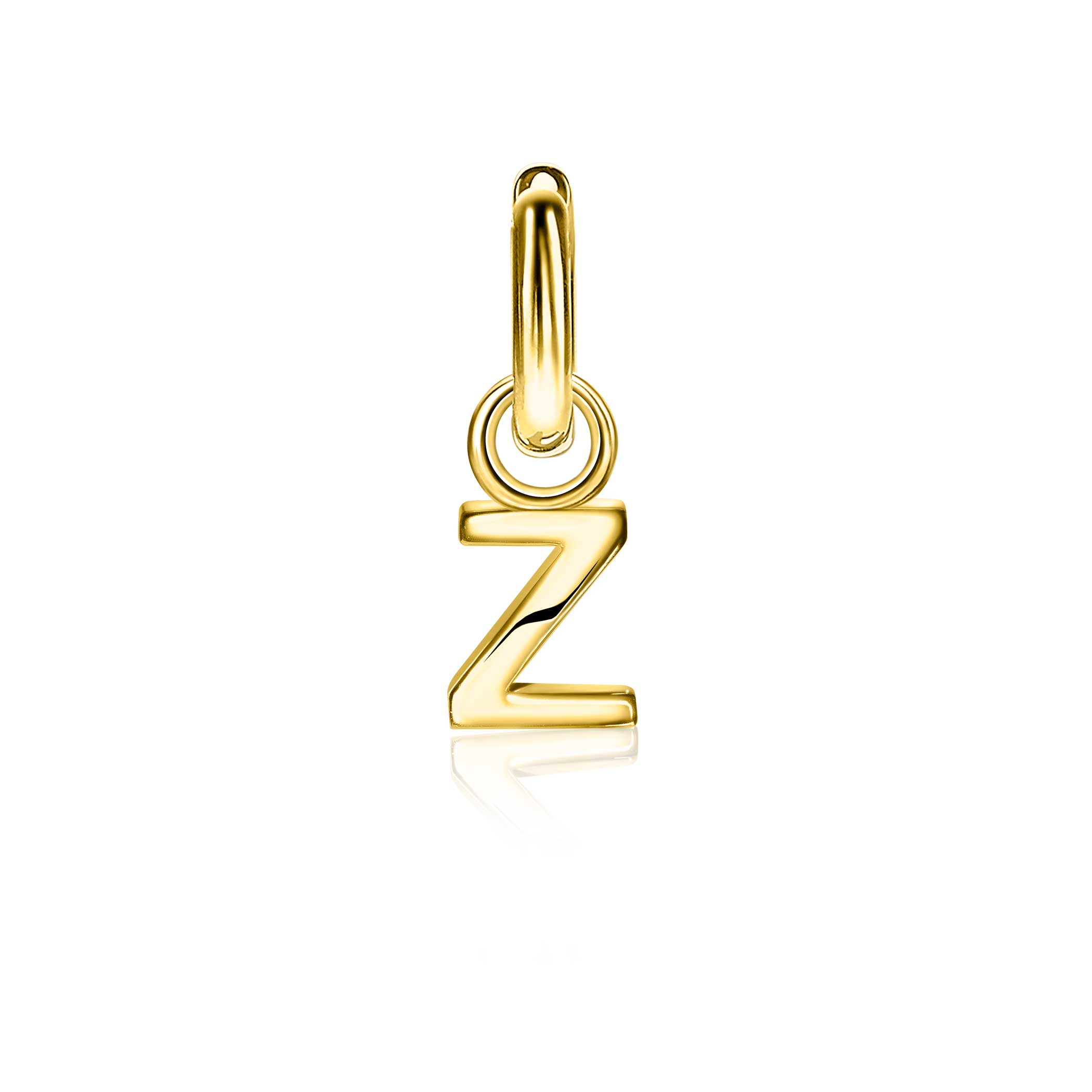 ZINZI zilveren geelvergulde letter oorbedel Z per stuk geprijsd ZICH2145Z. (zonder oorringen).