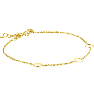 ZINZI Gold 14 krt gouden armband met subtiele jasseron schakels en drie open rondjes 6,5mm breed 18-20cm ZGA445