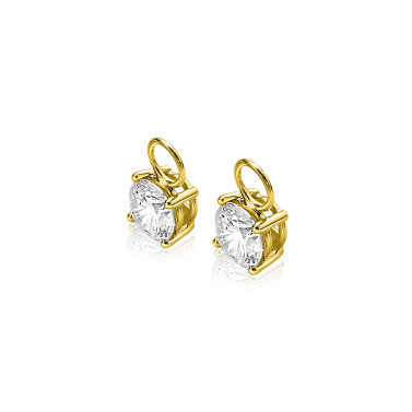 ZINZI Gold 14 karaat gouden creoolhangers rond wit ZGCH143 (zonder oorringen)